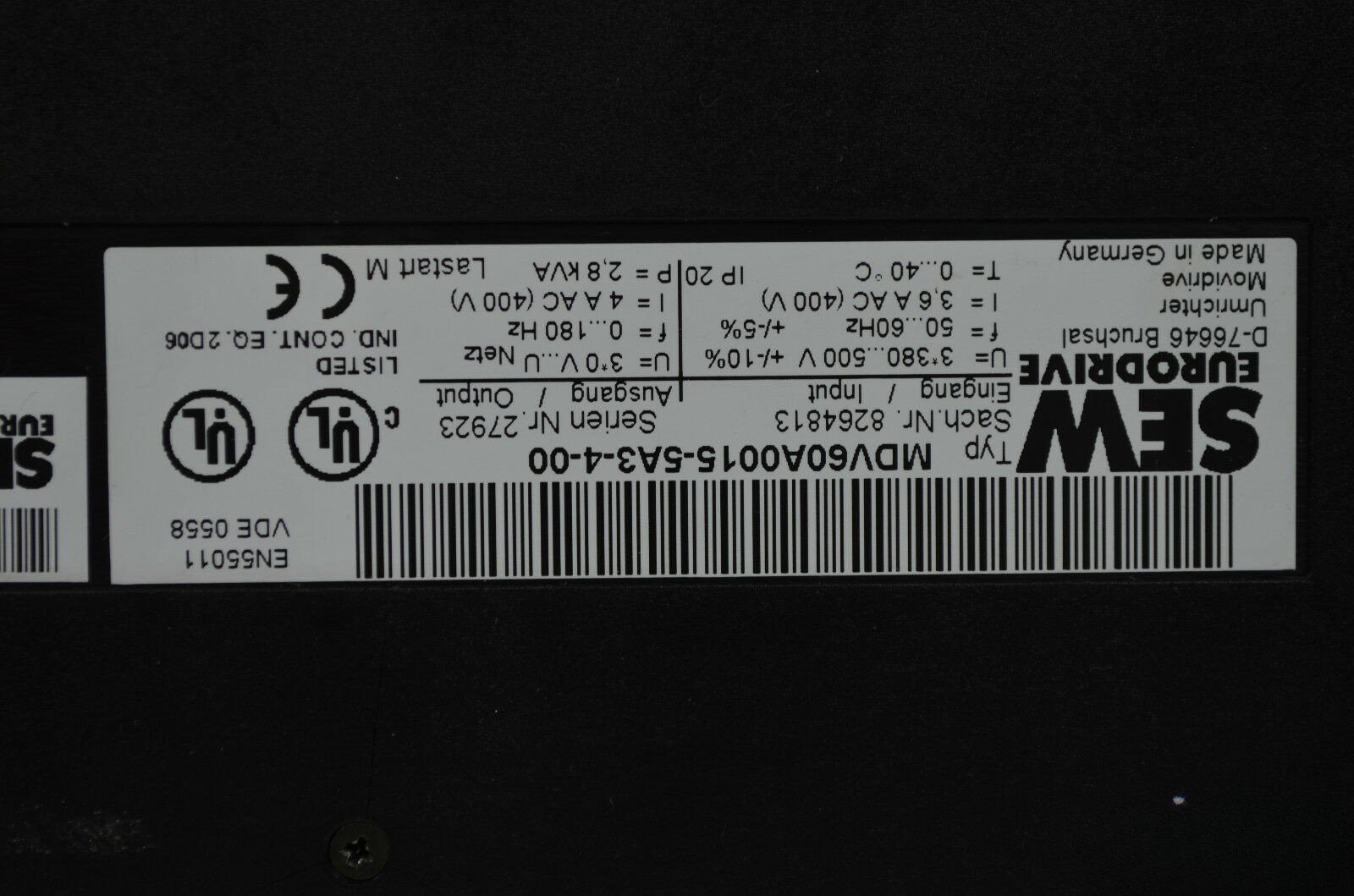 SEW Eurodrive Frequenzumrichter MDV60A0015-5A3-4-00