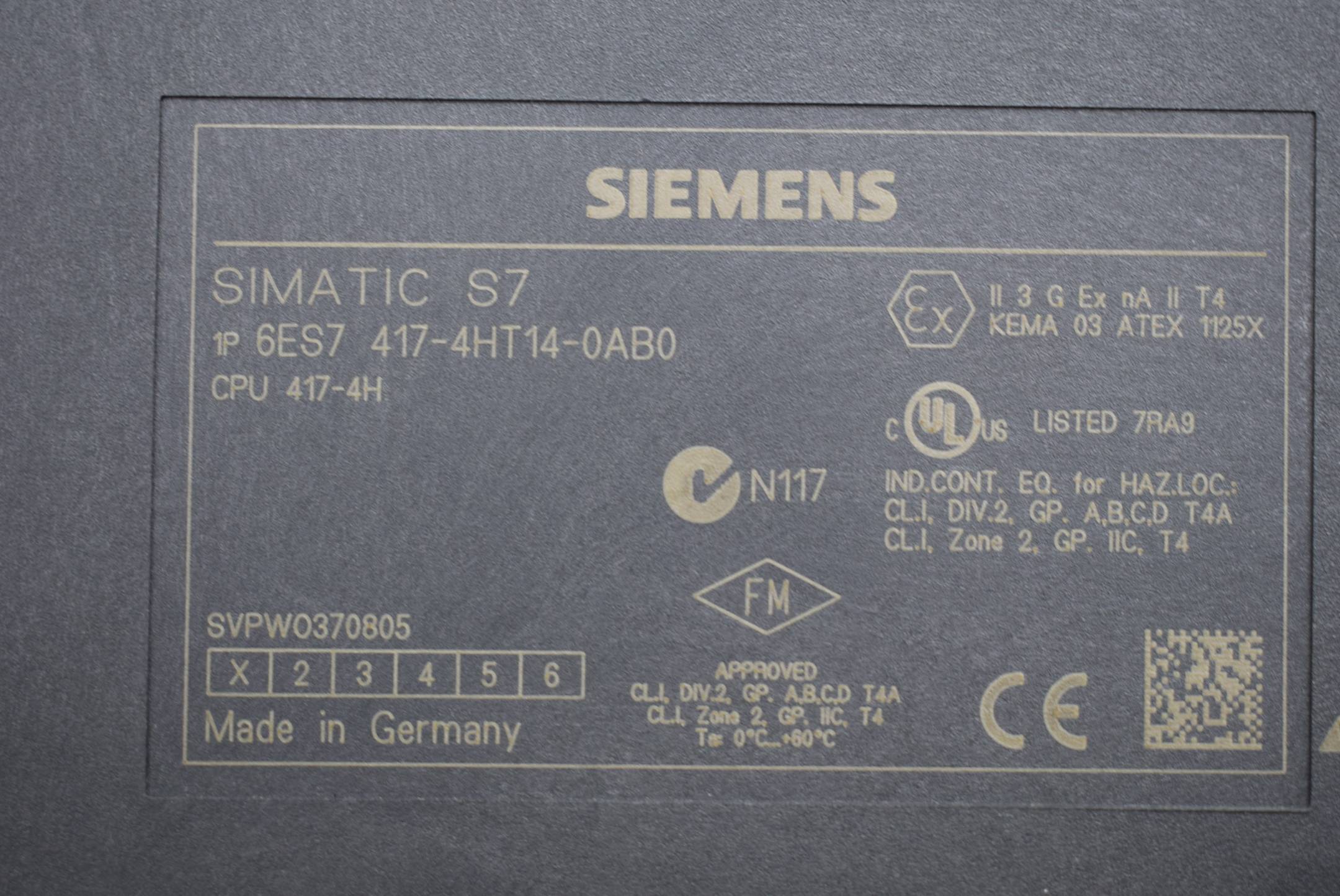 Siemens Simatic S7-400H CPU 417-4H 6ES7 417-4HT14-0AB0 ( 6ES7417-4HT14-0AB0 ) E01