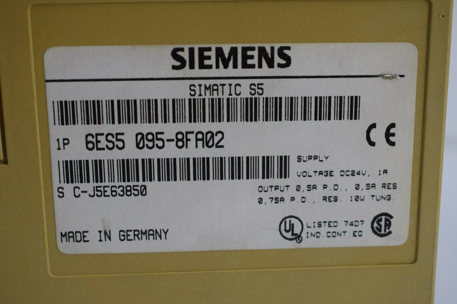 Siemens simatic S5-95F Teilgerät 6ES5 095-8FA02 ( 6ES5095-8FA02 ) inkl. Stecker