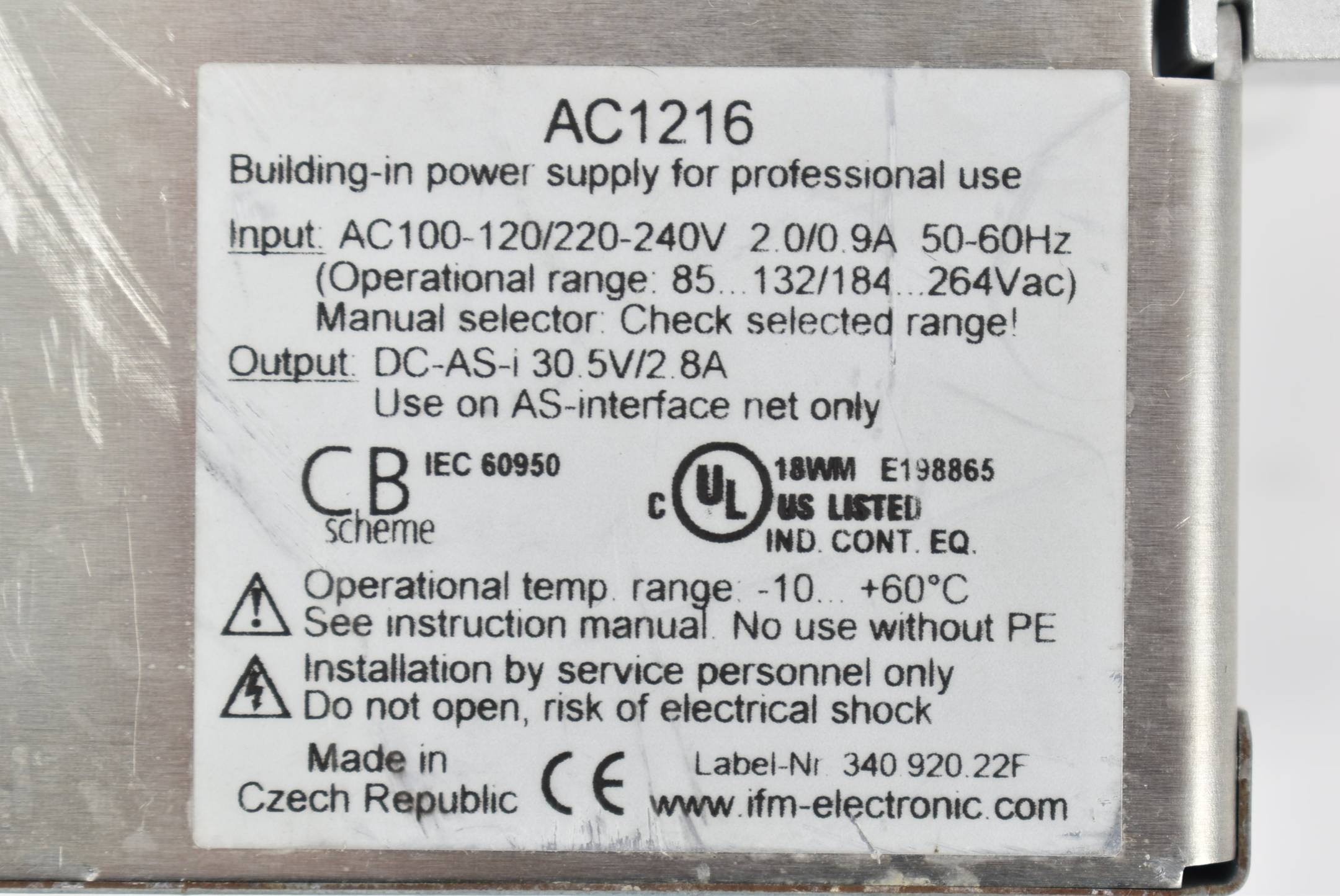IFM electronic AS-i 2,8A interface Stromversorgung AC 1216 ( AC1216 )