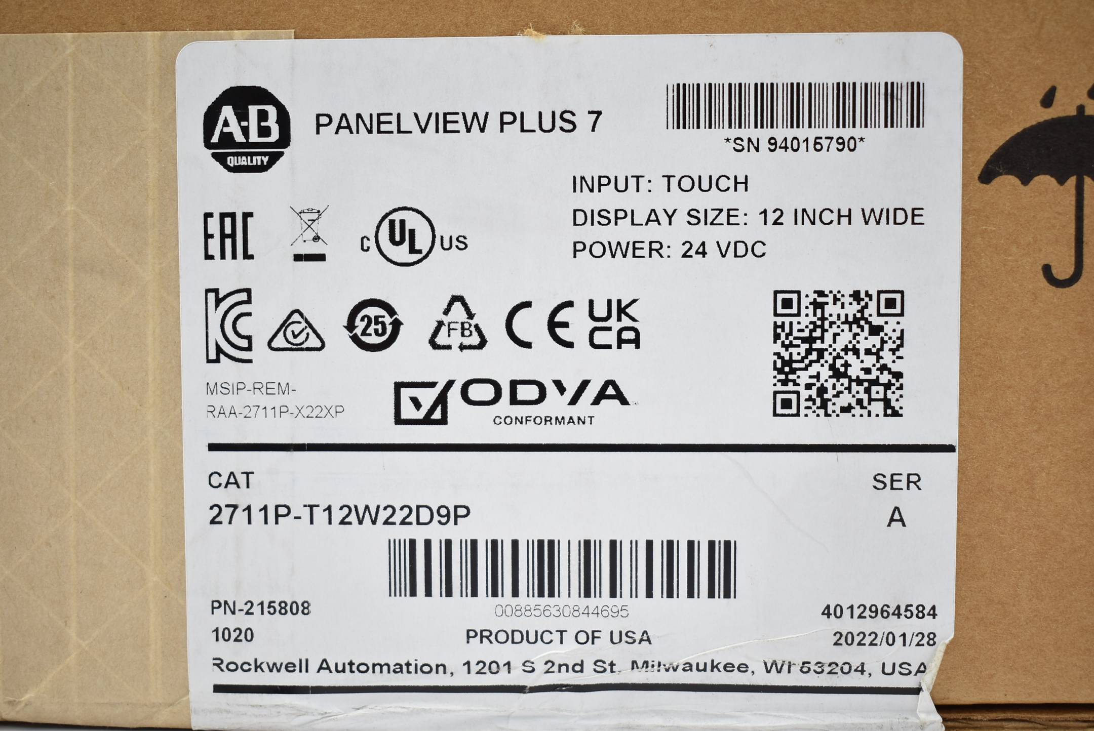 Allen-Bradley Panelview Plus 7 2711P-T12W22D9P ( Serie A )