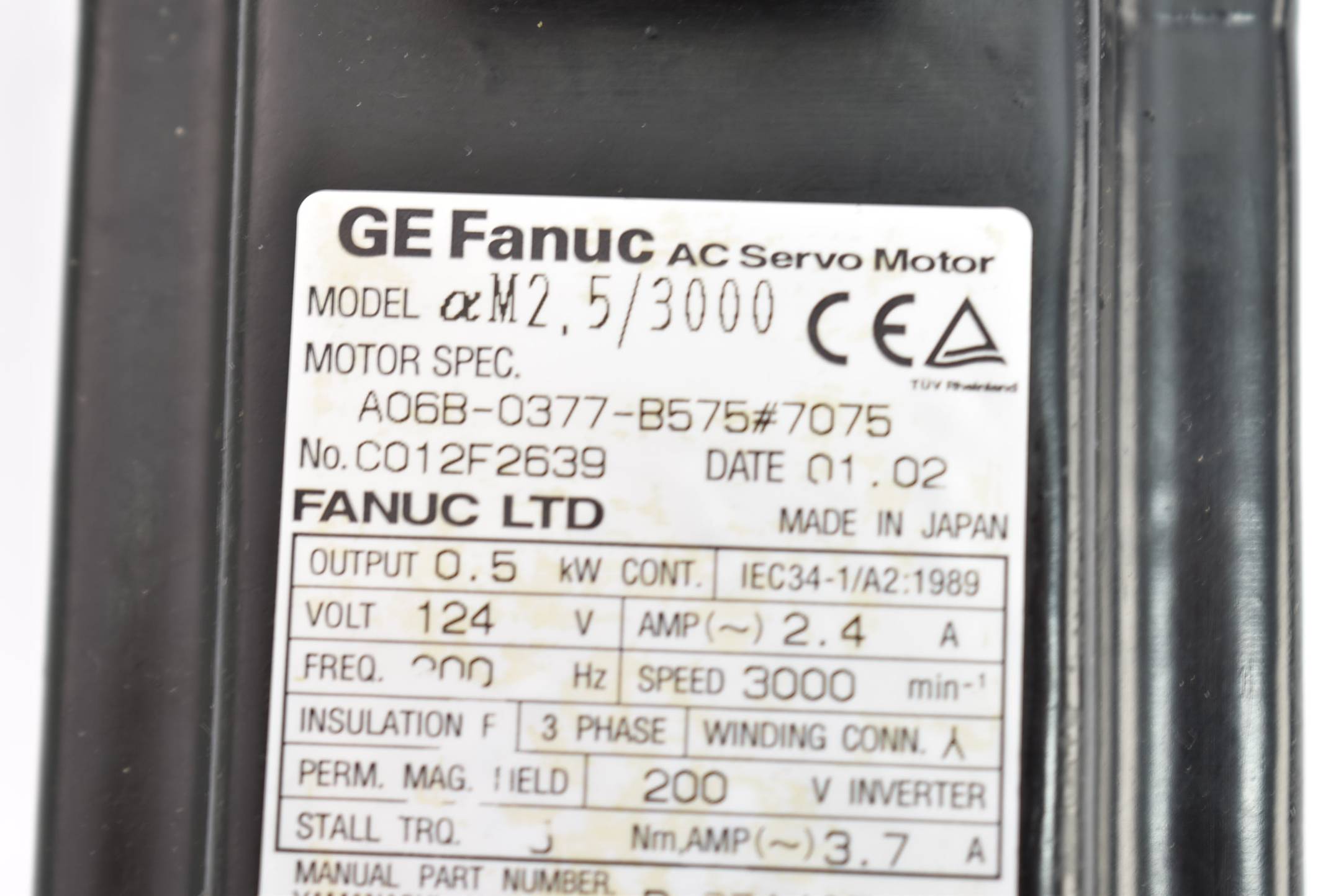 DEFEKT Fanuc LTD AC Servo Motor A06B-0377-B575#7075