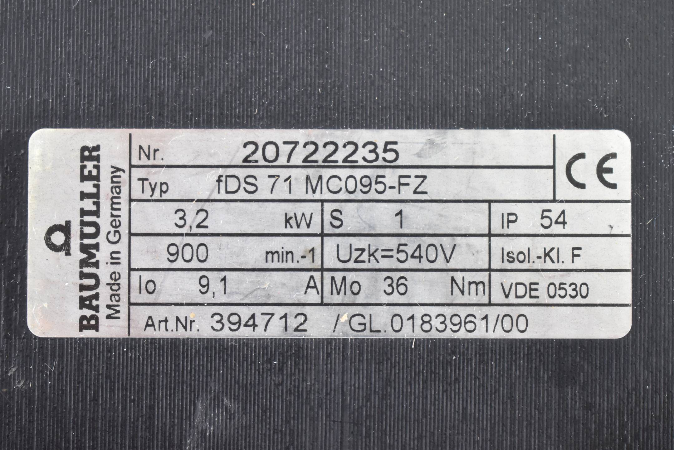 Baumüller Servomotor 900min-1 fDS 71 MC095-FZ ( DS 71-MC ) 394712