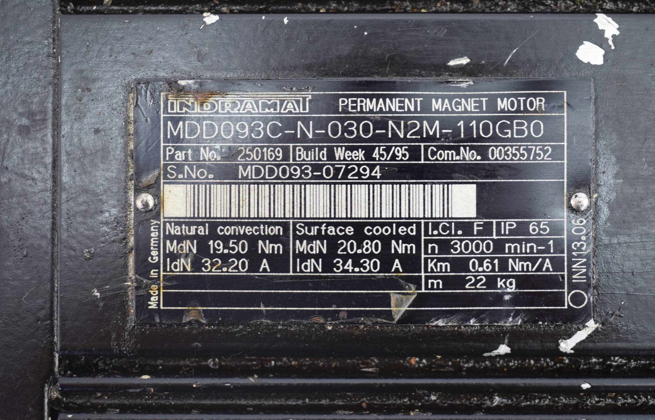 Indramat Permanent Magnet Motor MDD093C-N-030-N2M-110GB0
