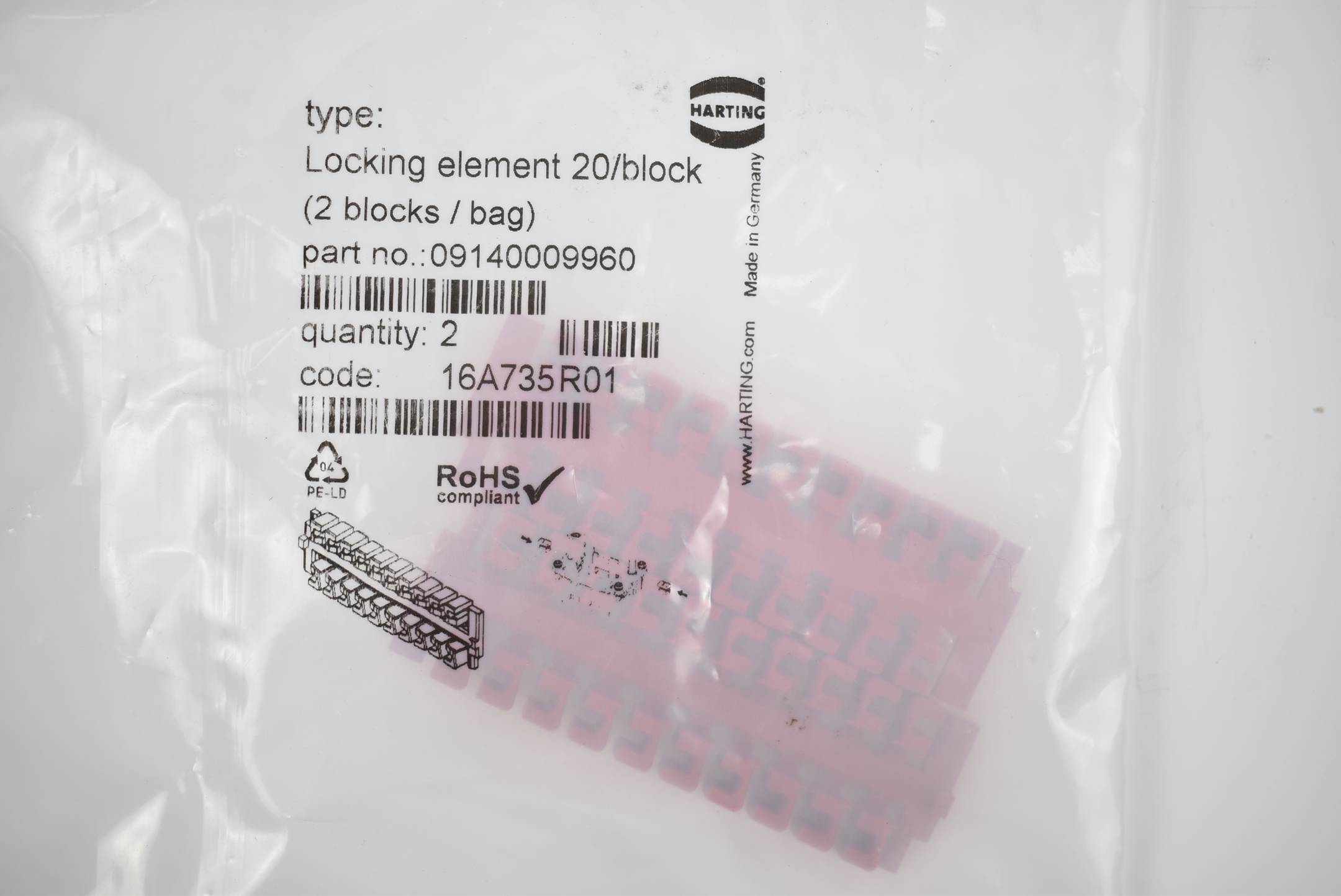 Harting Sperrelement 09140009960 ( 2 Blocks )