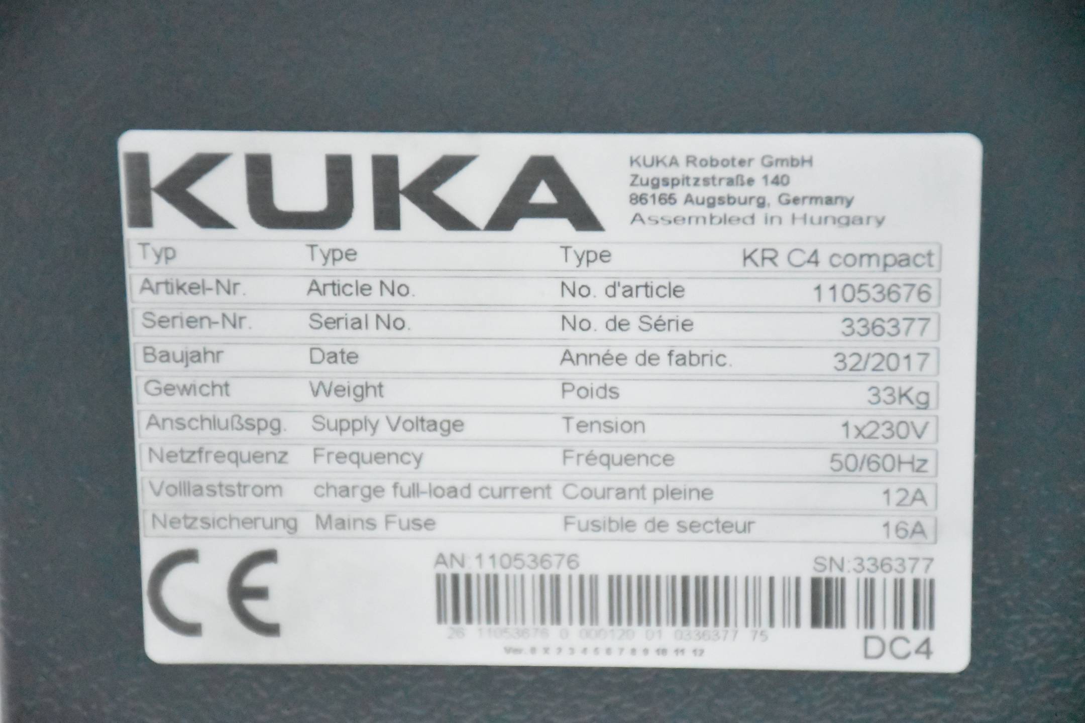 Kuka Steuerung KR C4 compact 11053676 inkl. Industrieroboter KR 3 R540 10024907