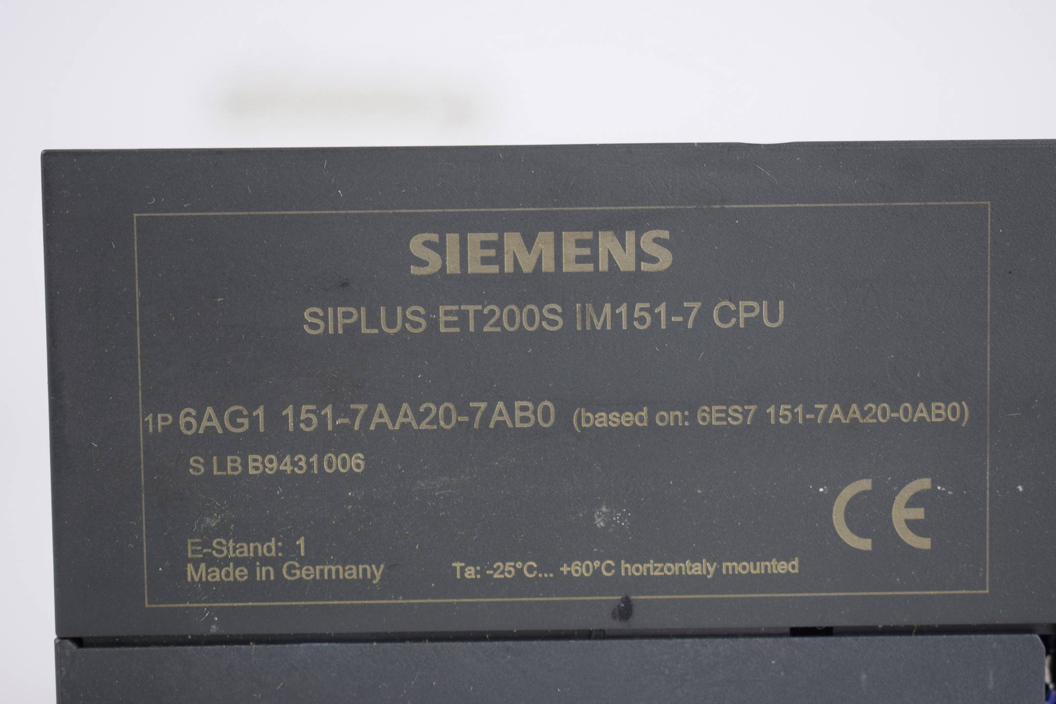 Siemens siplus ET 200S IM151-7 CPU 6AG1 151-7AA20-7AB0 ( 6AG1151-7AA20-7AB0 ) E1