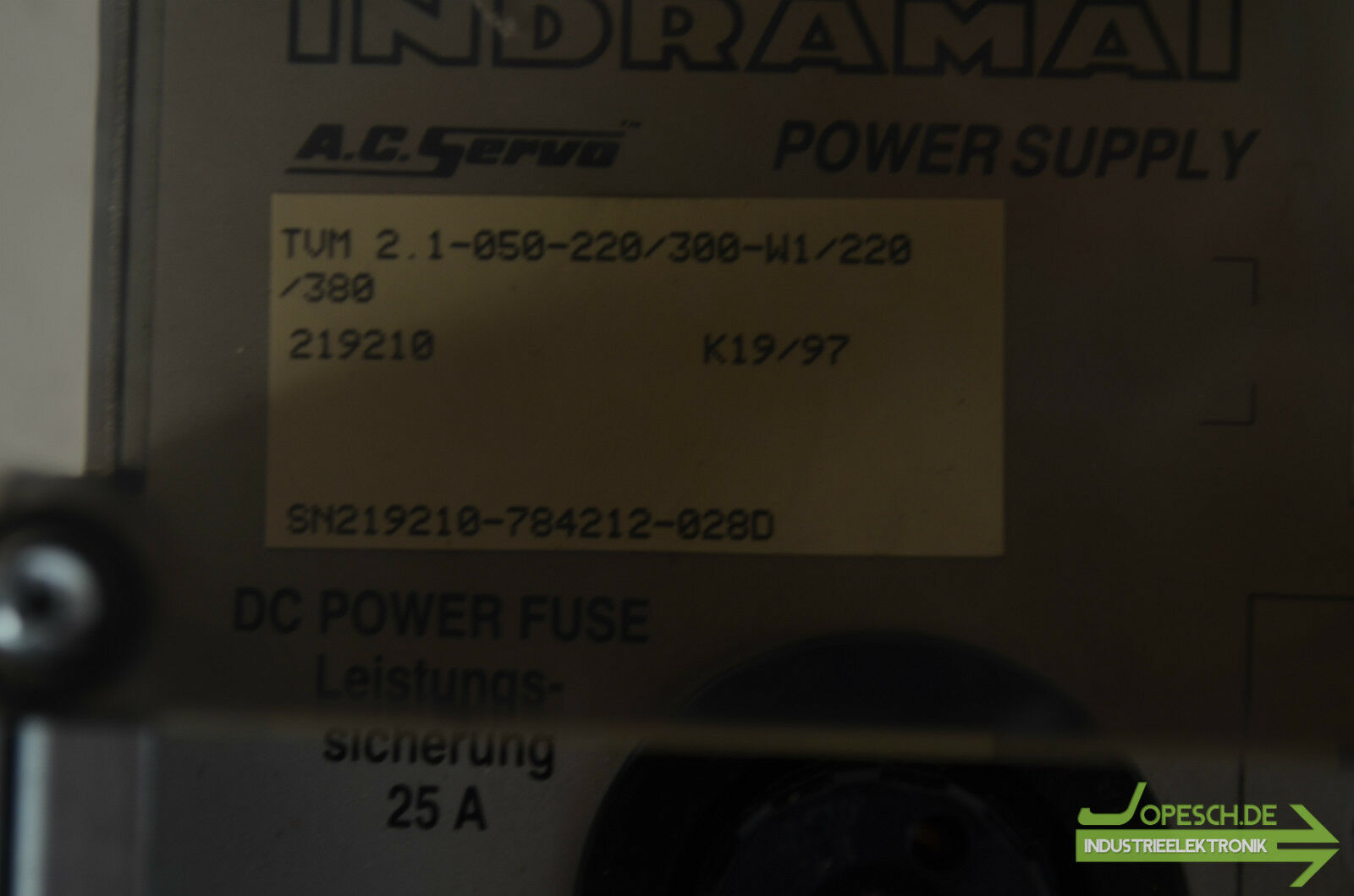 Indramat A.C. Servo Power Supply TVM 2.1-050-220/300-W1/220/380 ohne Reset-Knopf