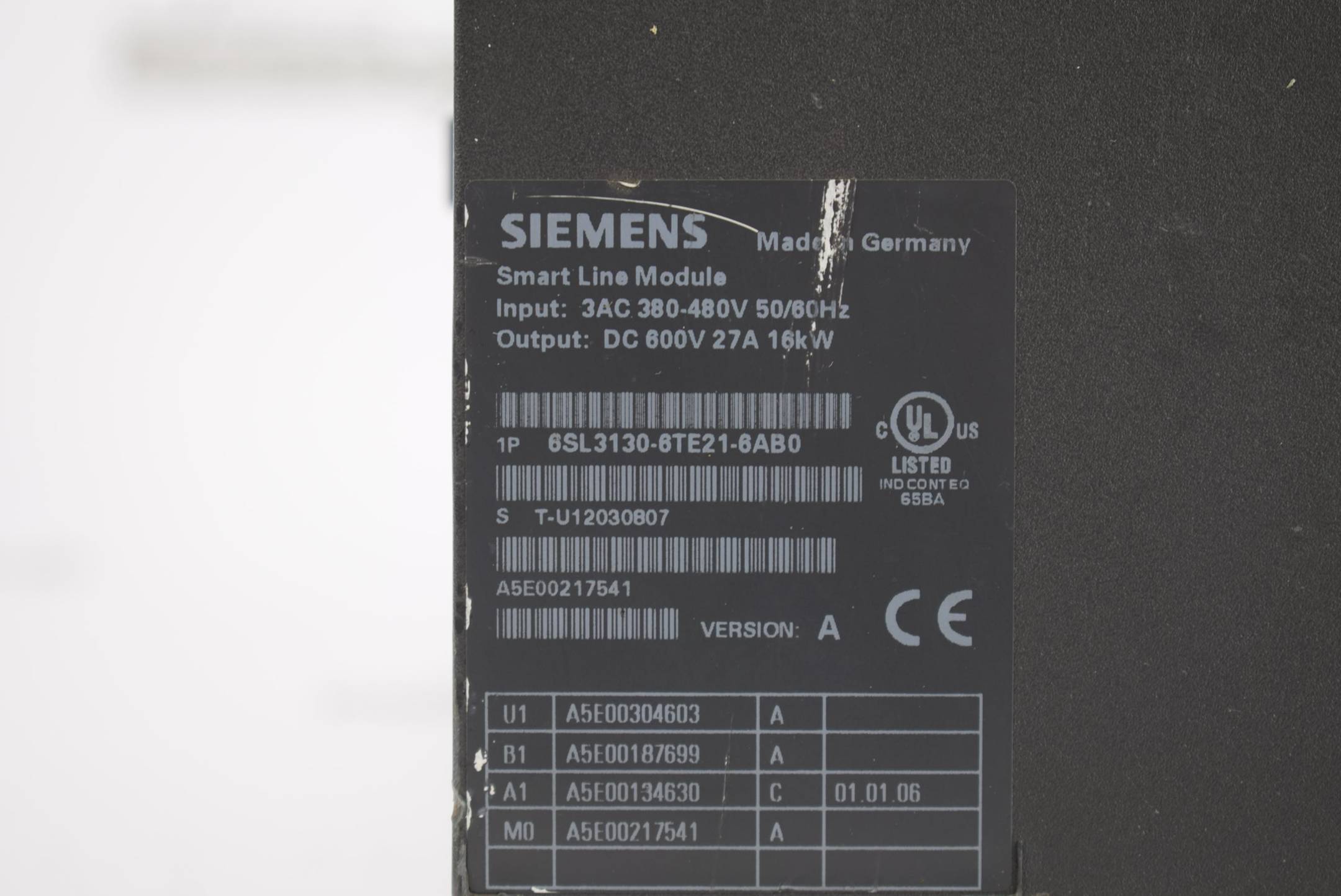 Siemens sinamics Smart Line 6SL3130-6TE21-6AB0 ( 6SL3 130-6TE21-6AB0 ) Ver A