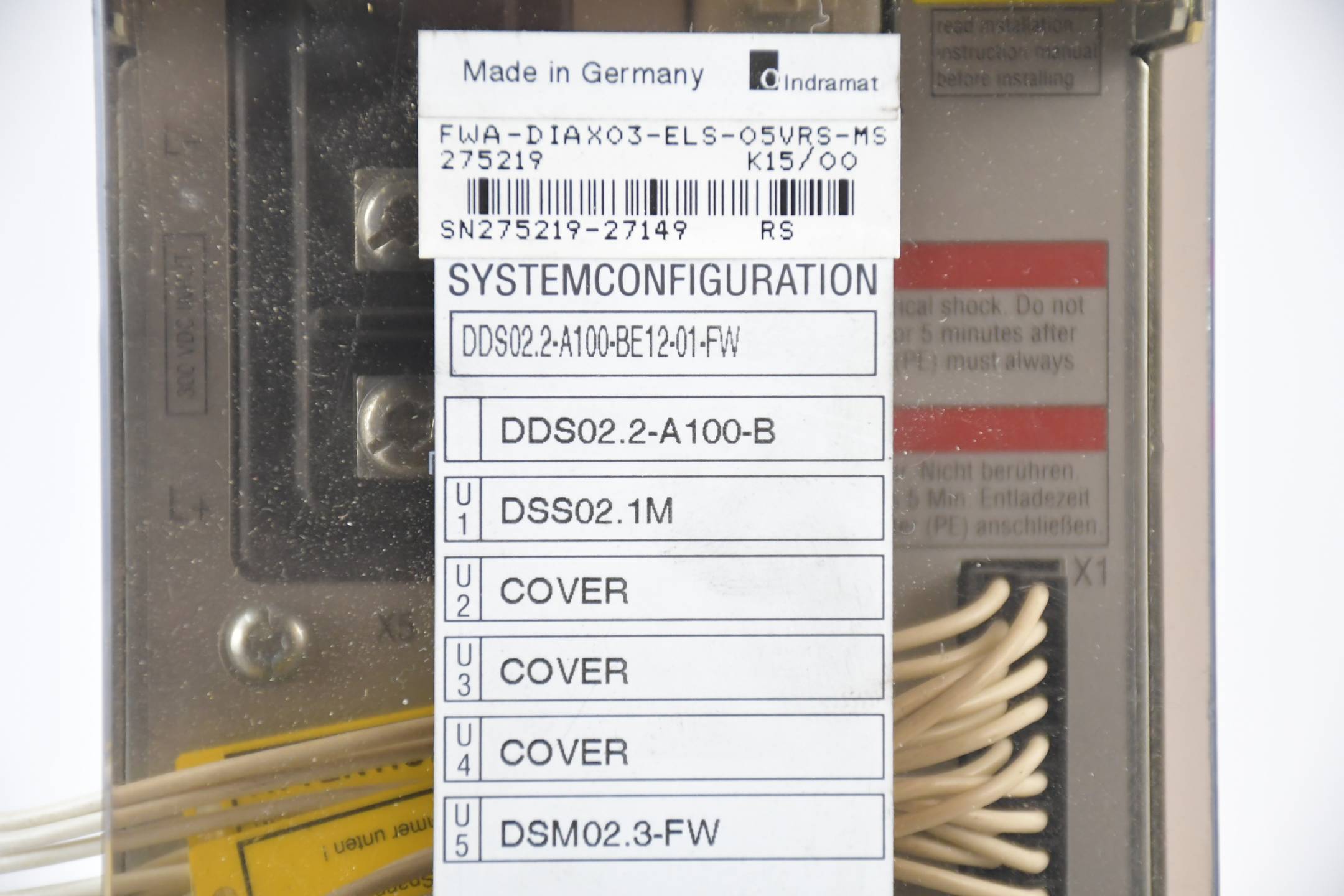 Indramat Rexroth AC Servo DDS02.2-A100-BE12-01-FW ( R911265331 ) konfiguriert 