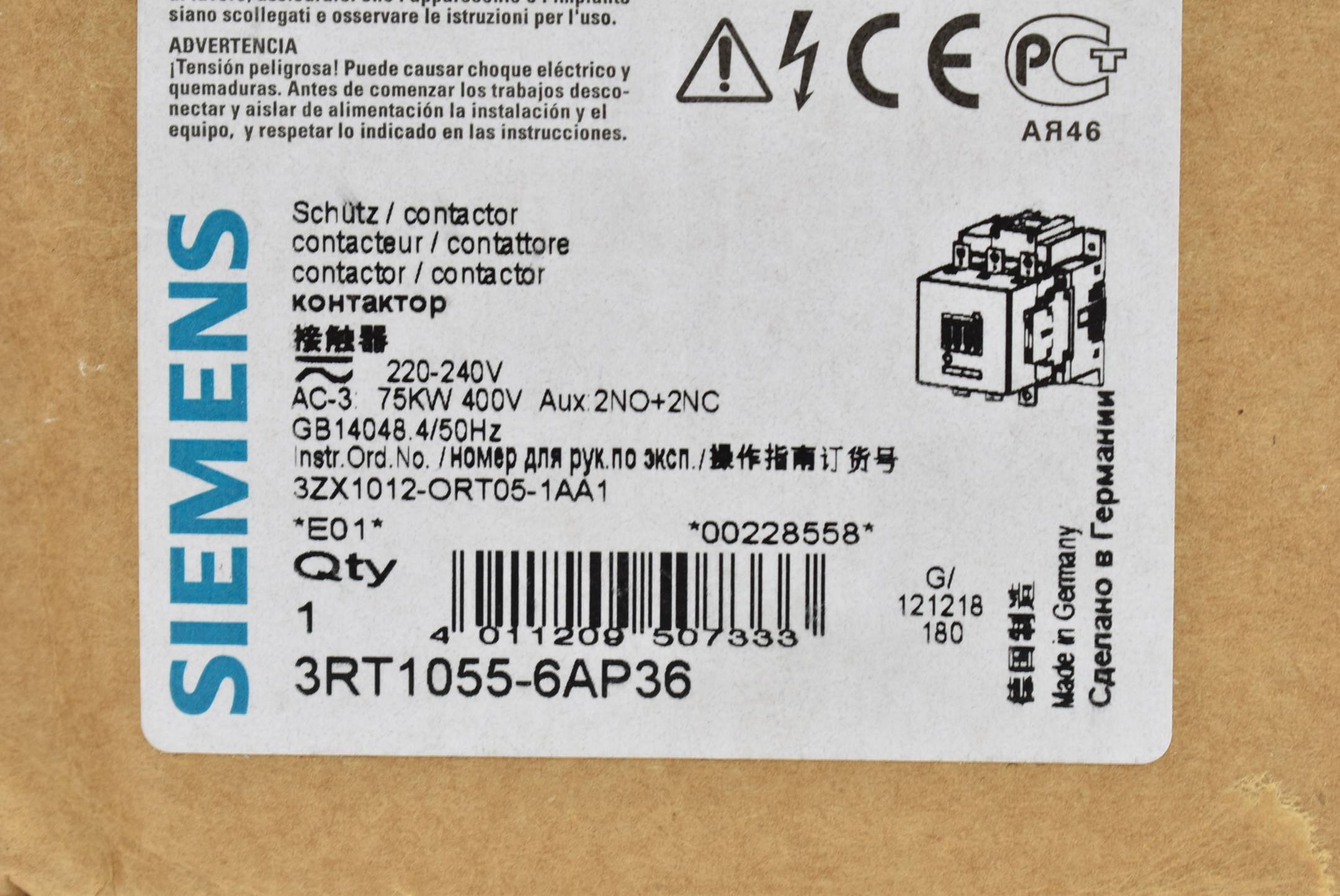 Siemens sirius Leistungsschütz 150A 400V AC 3RT1 055-6AP36 ( 3RT1055-6AP36 )