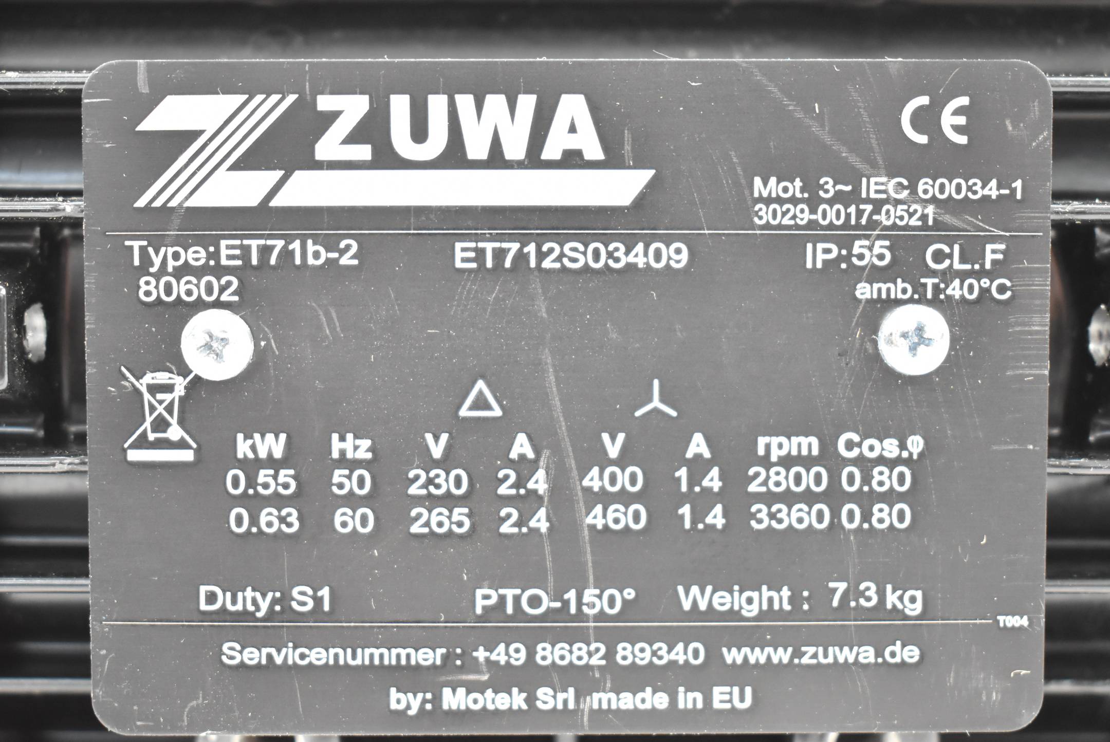 Zuwa Impellerpumpe Combistar 2000-B ET71b-2 ( 80602 ) ET712S03409