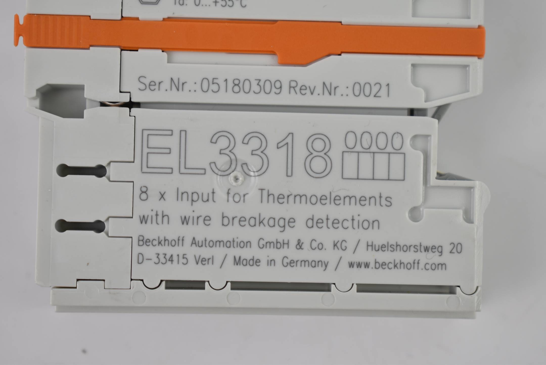 Beckhoff EtherCAT-Klemme 8-Kanal-Analog-Eingang 16 Bit EL3318 ( EL 3318 )