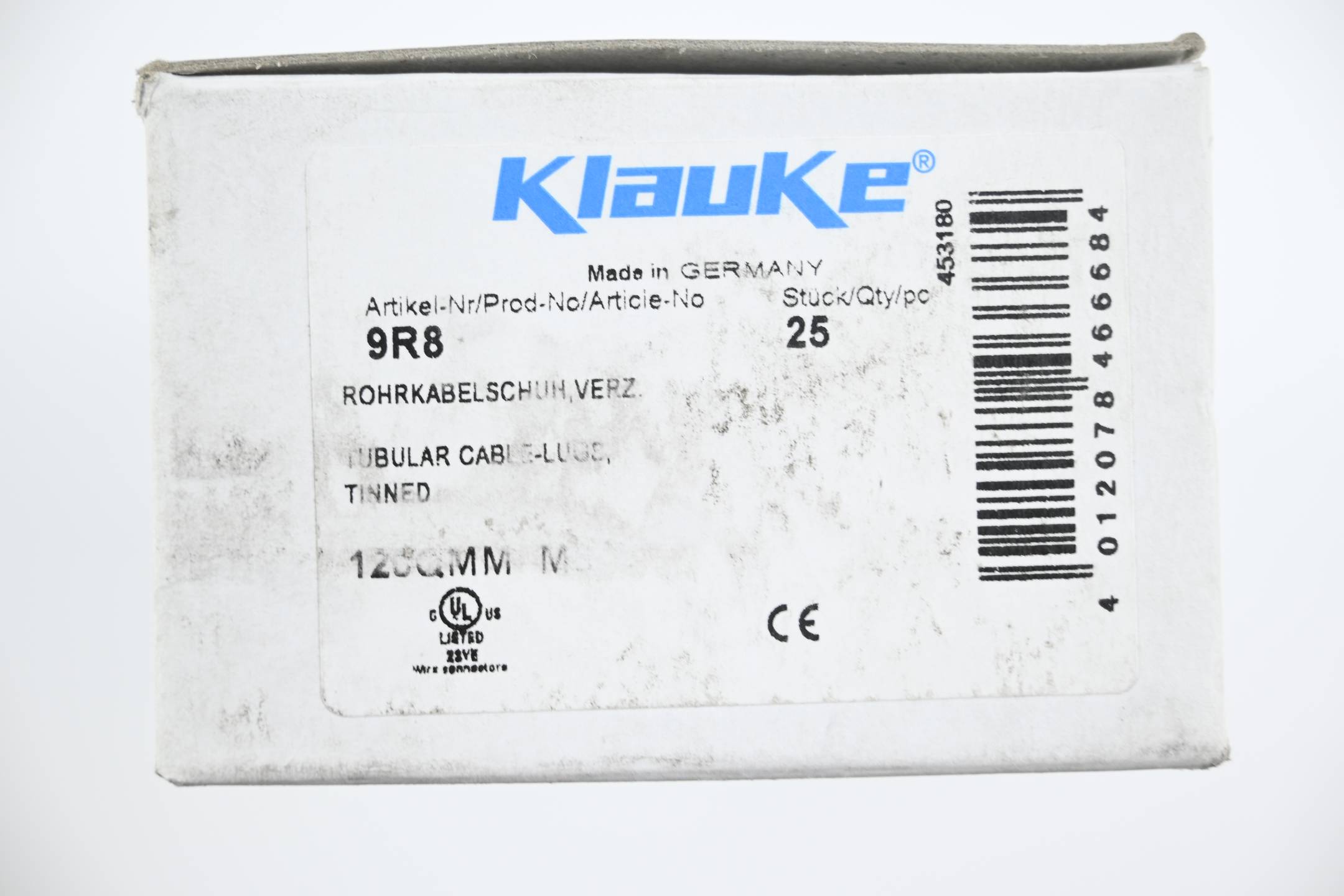 Klauke 25 Stück Rohrkabelschuh verzinnt 9R8 ( 120QMM M8 )