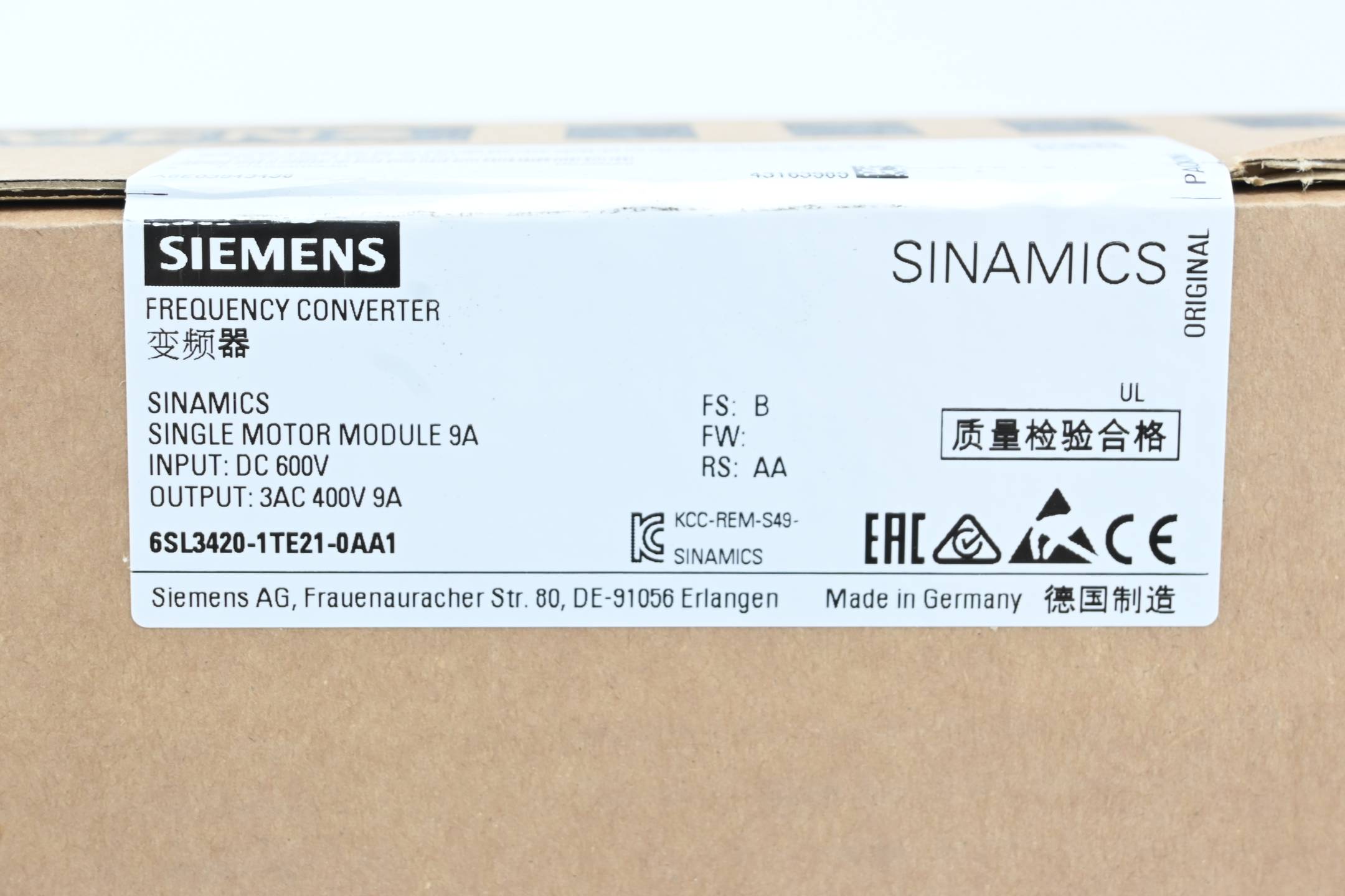 Siemens Sinamics Single Motor Modul 6SL3420-1TE21-0AA1 ( 6SL3 420-1TE21-0AA1 ) B