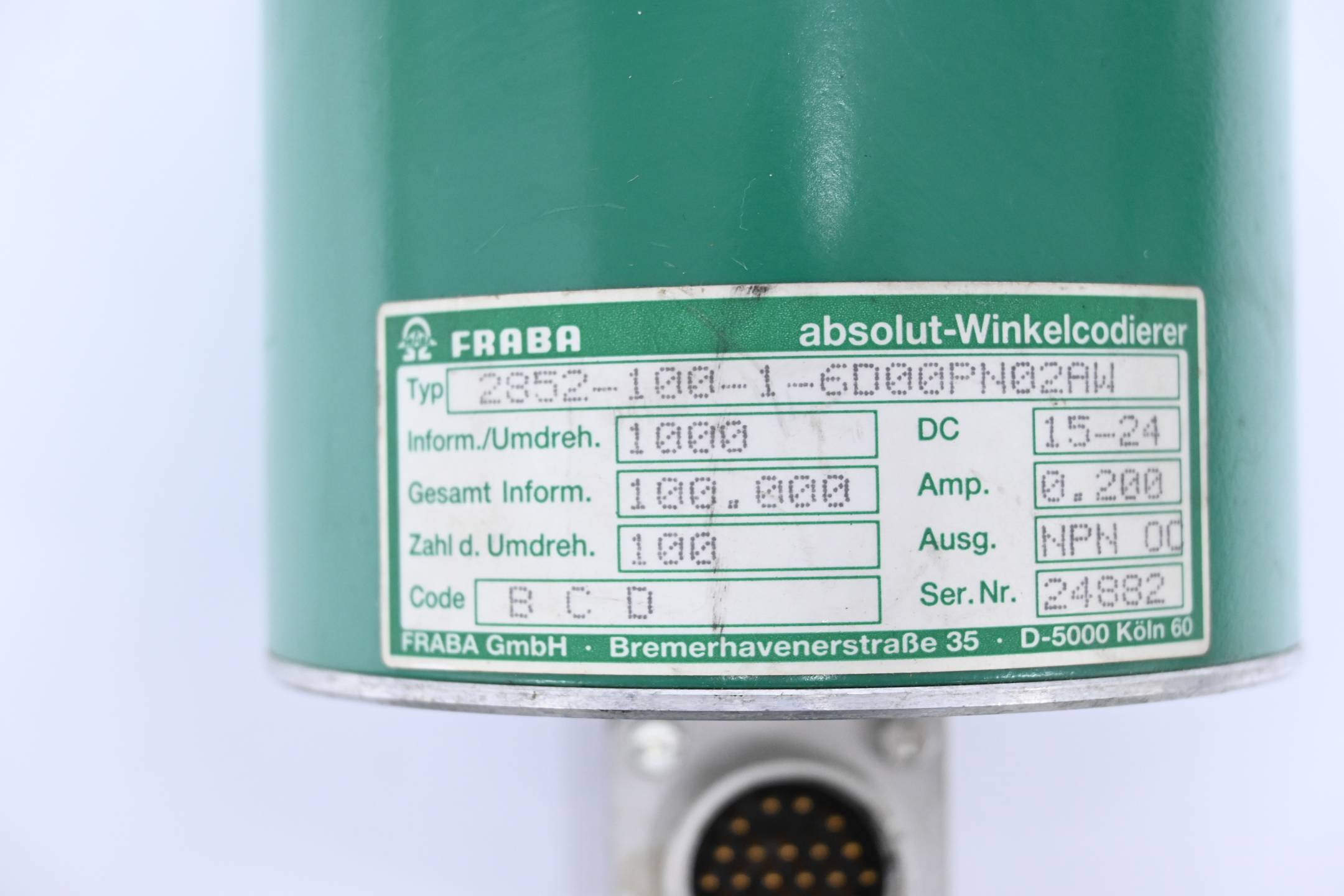 Fraba absolut-Winkelcodierer 2852-100-1-6D00PN02AW
