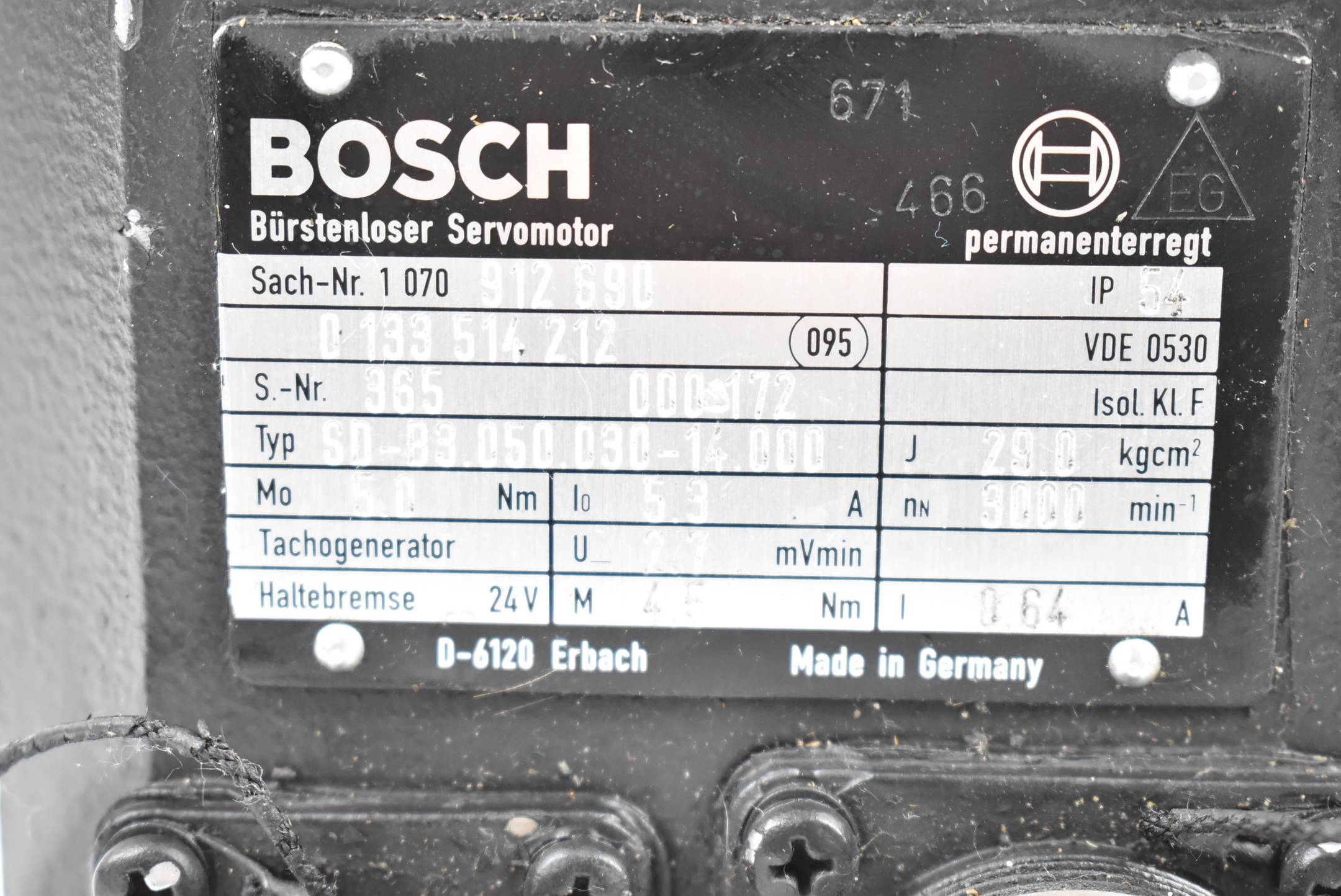 Bosch Servomotor 5,0Nm 5,3A 3000rpm SD-B3.050.030-14.000