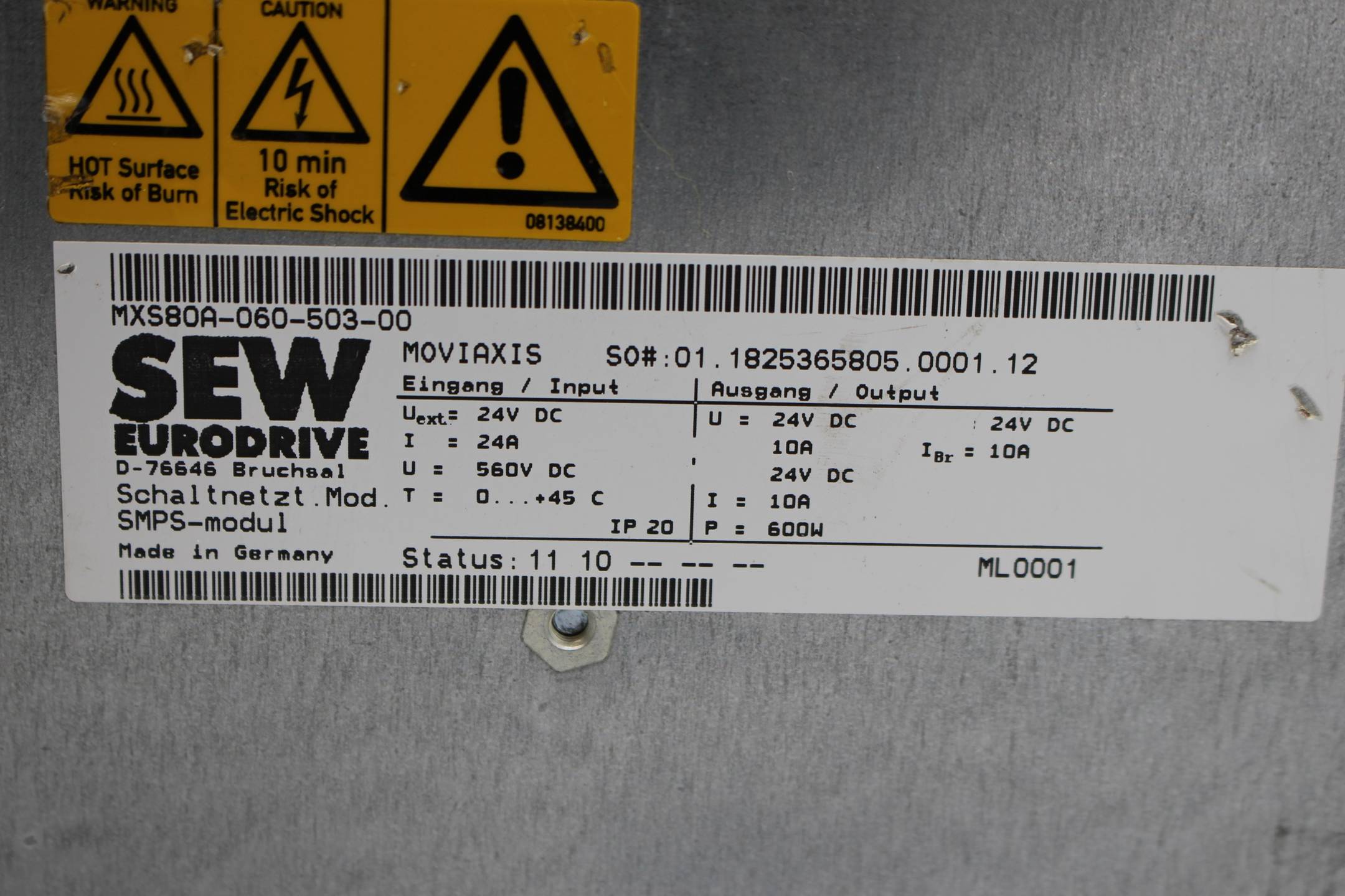 SEW Eurodrive Moviaxis Schaltnetzmodul MXS80A-060-503-00