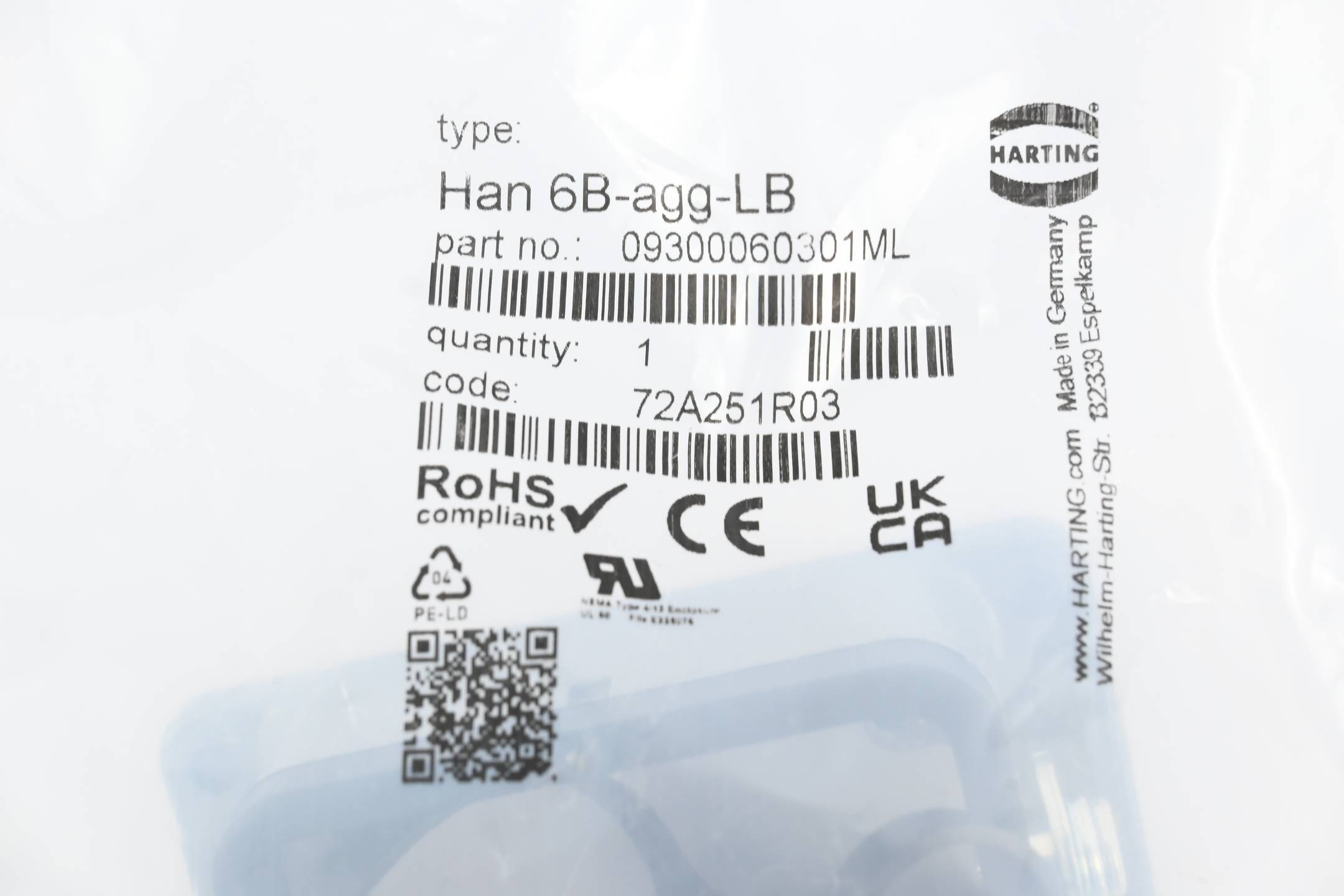 Harting Anbaugehäuse Han 6B-agg-LB ( 09300060301ML )