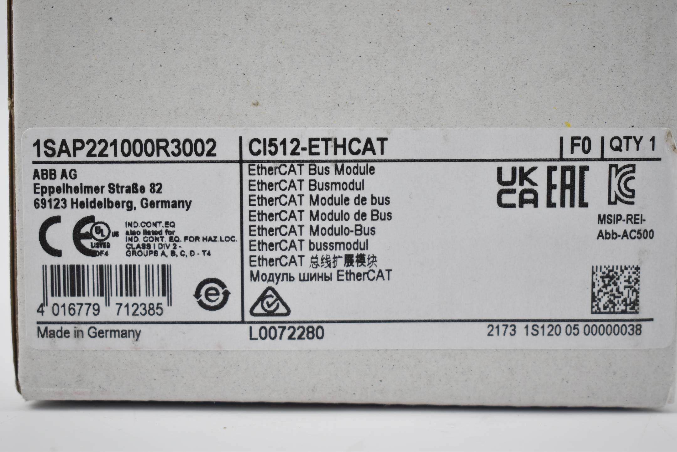 ABB EtherCAT Busmodul CI512-ETHERCAT ( 1SAP221000R3002 )