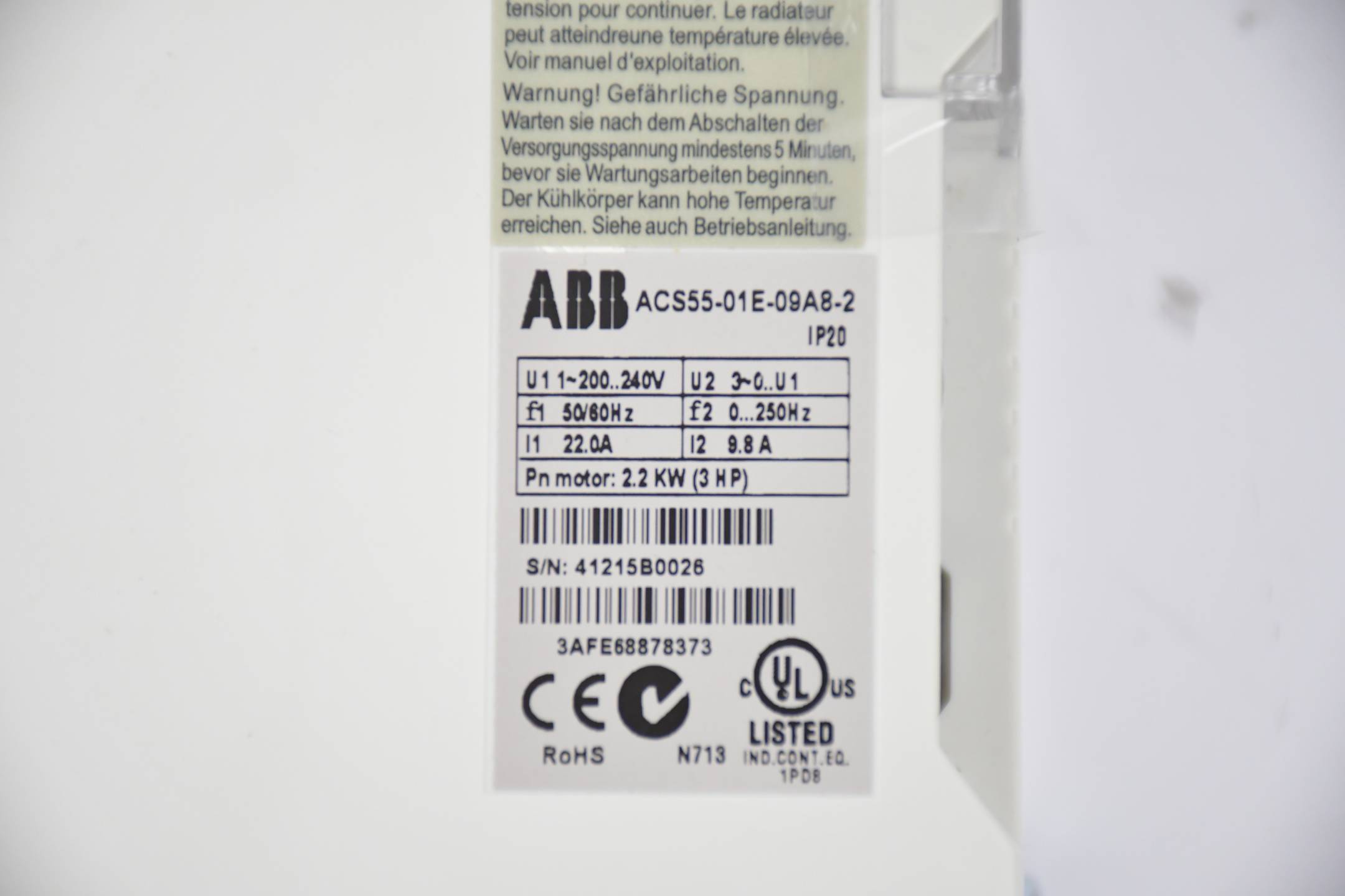 ABB Drive Voltage AC Drive Frequenzumrichter ACS55-01E-09A8-2