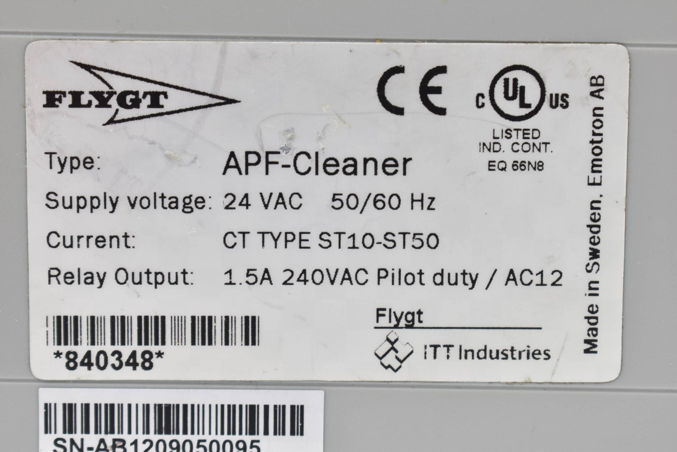 Flygt APF-Cleaner 24VAC 1,5A 240VAC 50-60Hz ST10-ST50