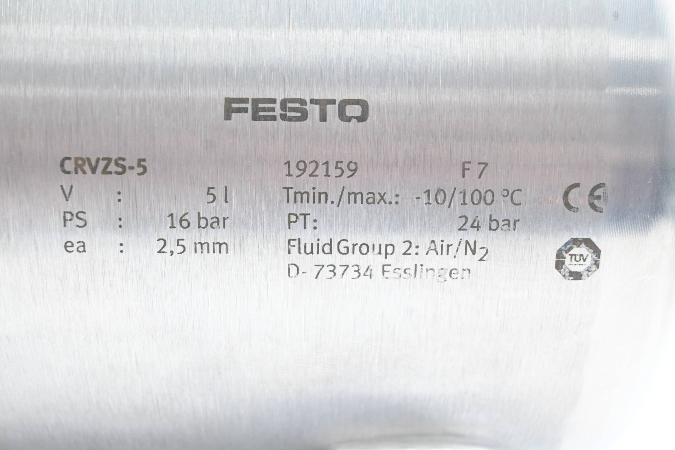 Festo Druckluftspeicher CRVZS-5 ( 192159 ) 5 Liter