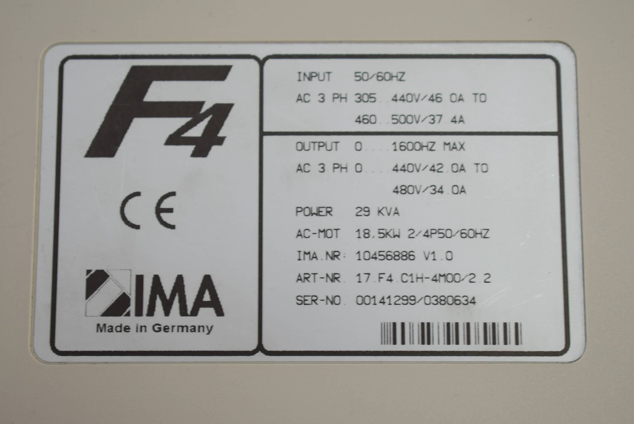KEB F4 Combivert Frequenzumrichter 17.F4.C1H-4M0/2.2 Inkl. Panel