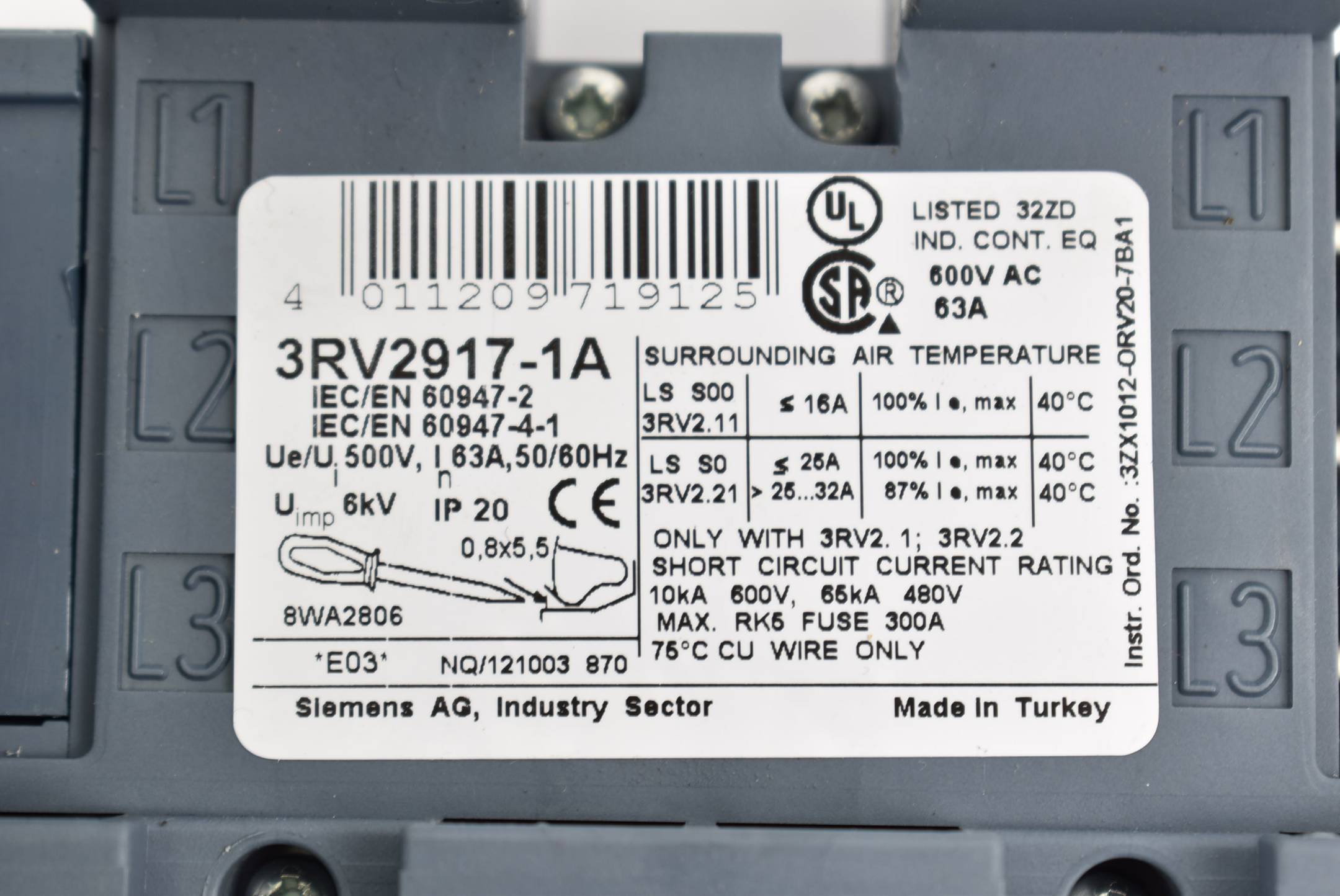 Siemens 3-Phasen-Sammelschiene 3RV2 917-1A ( 3RV2917-1A )