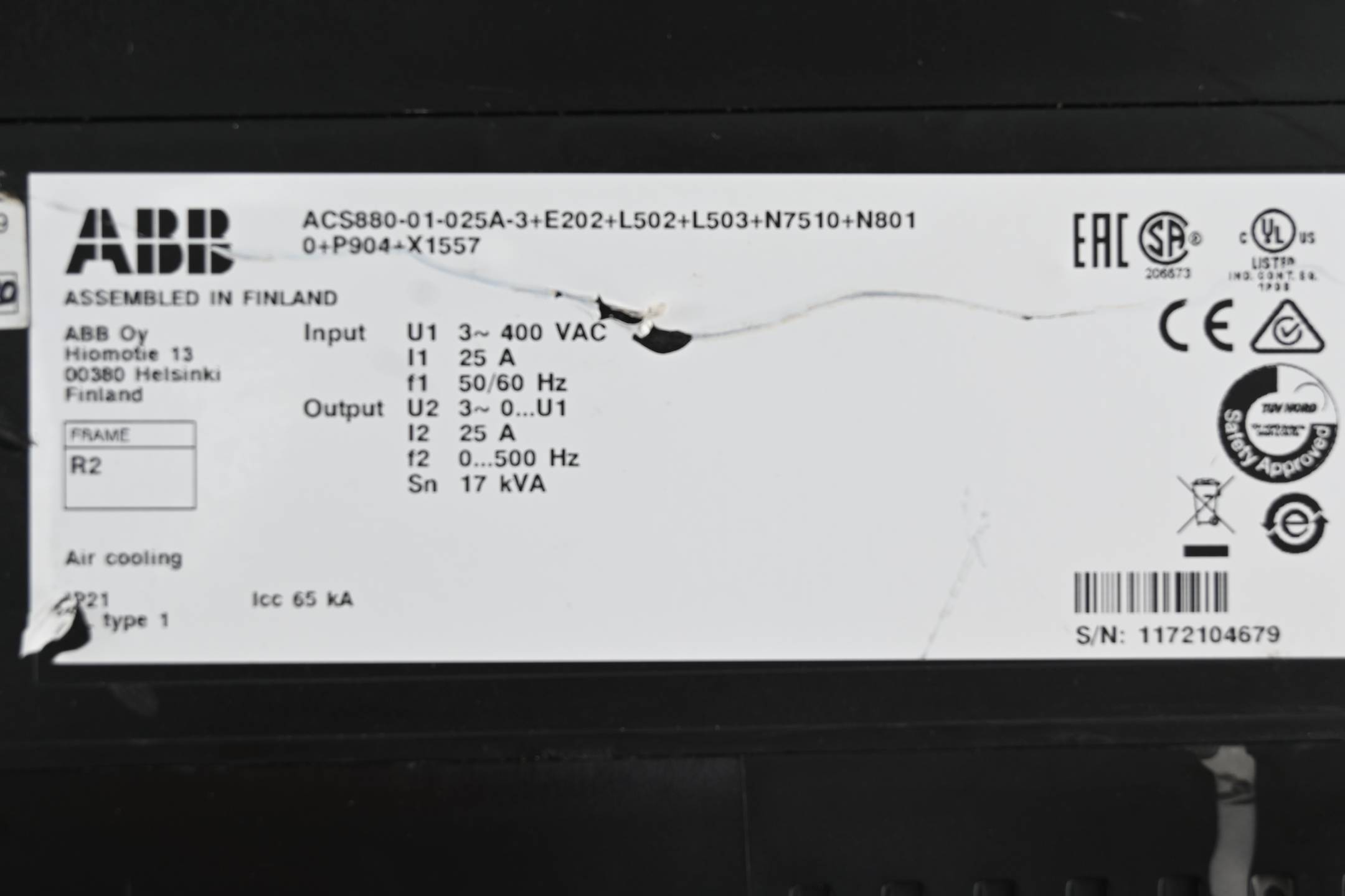 ABB Frequenzumrichter ACS880-01-025A-3+E202+L502+L503+N7510+N8010+P904+X1557