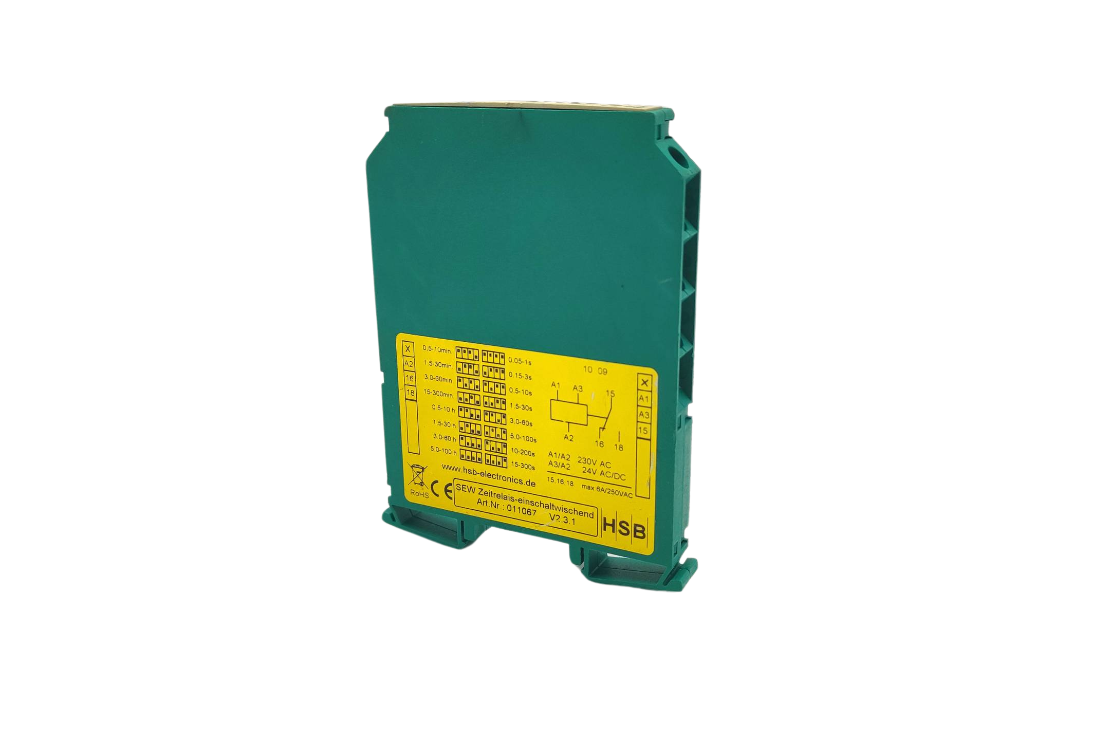 HSB SEW Zeitrelais-einschaltwischend V1.2.1 A1/A2 230VAC A3/A2 24VAC/DC 011067