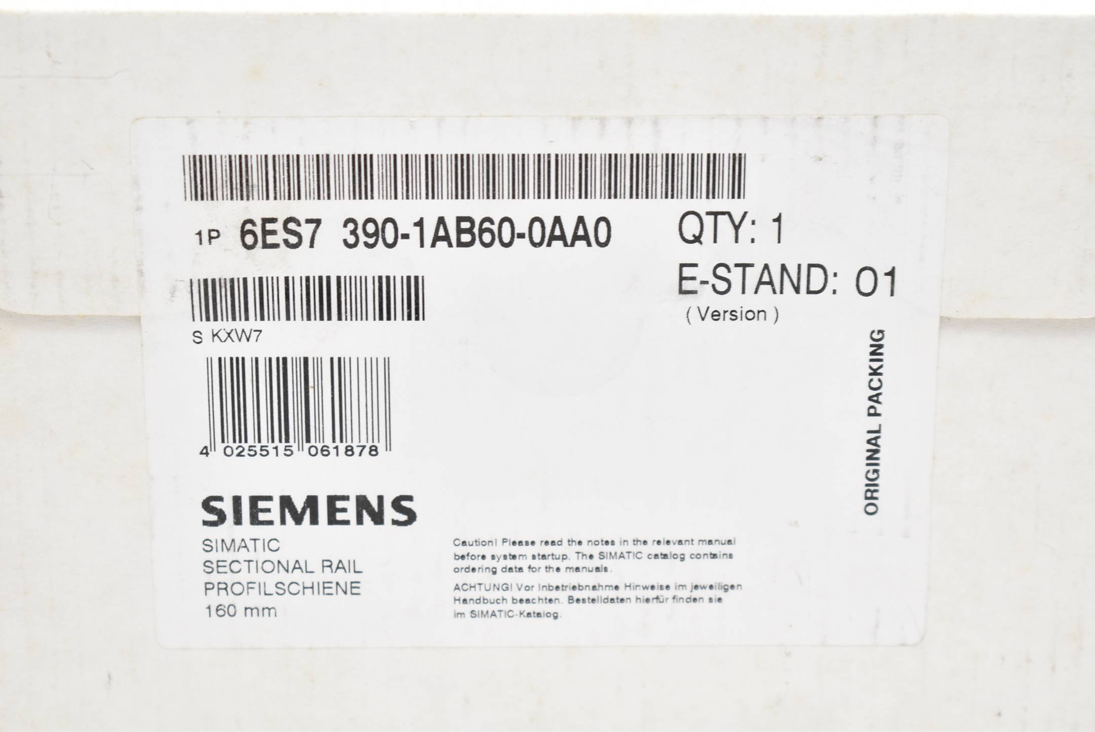 Siemens simatic Profilschiene 6ES7 390-1AB60-0AA0 ( 6ES7390-1AB60-0AA0 ) E.1