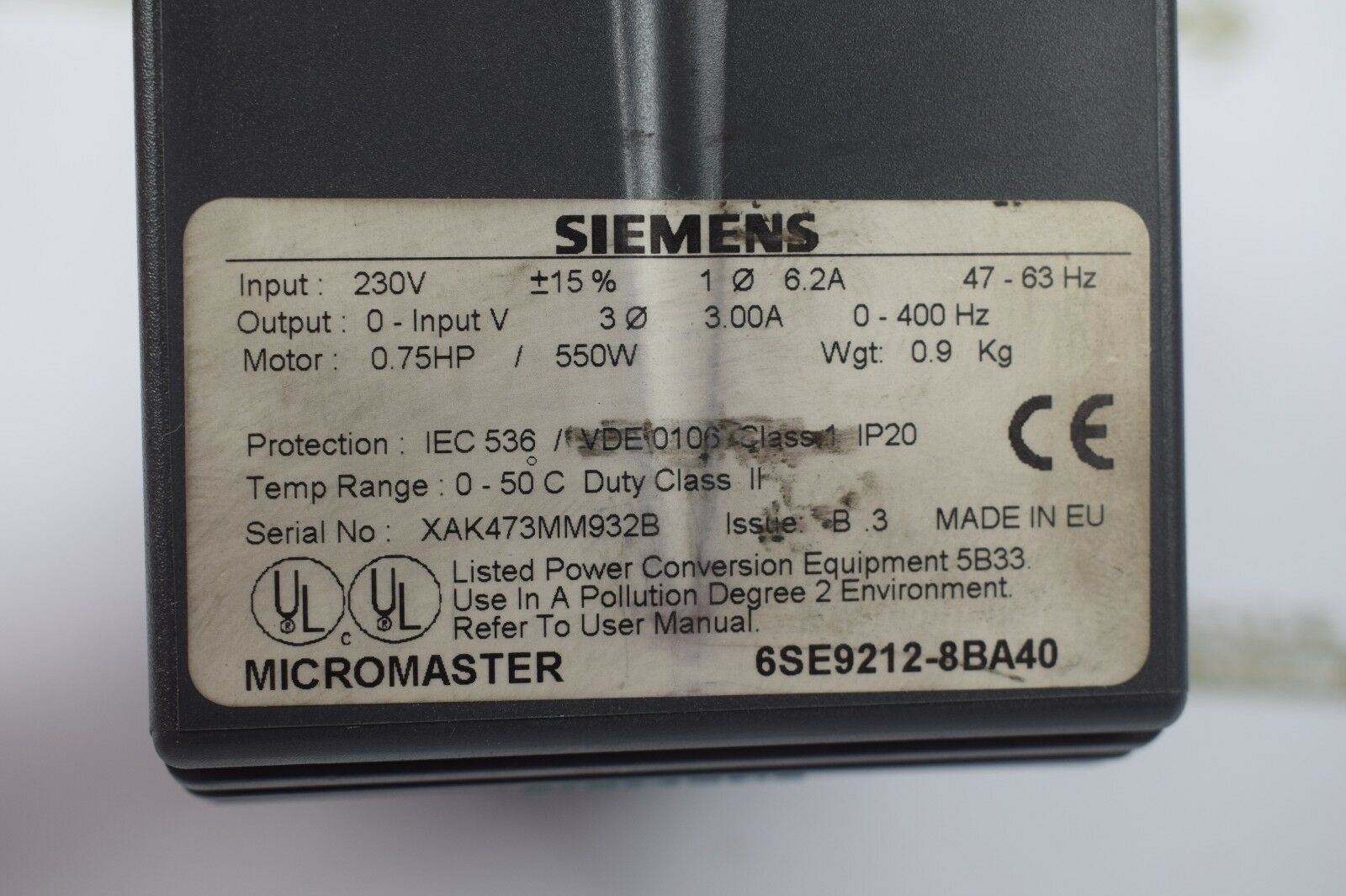Siemens Micromaster MM55 6SE9 212-8BA40