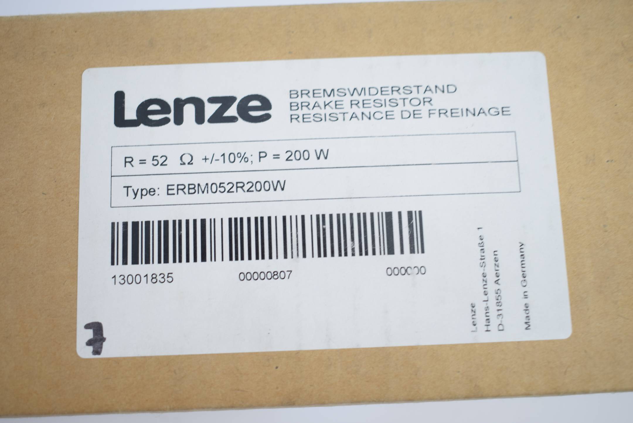 Lenze Bremswiderstand ERBM052R200W