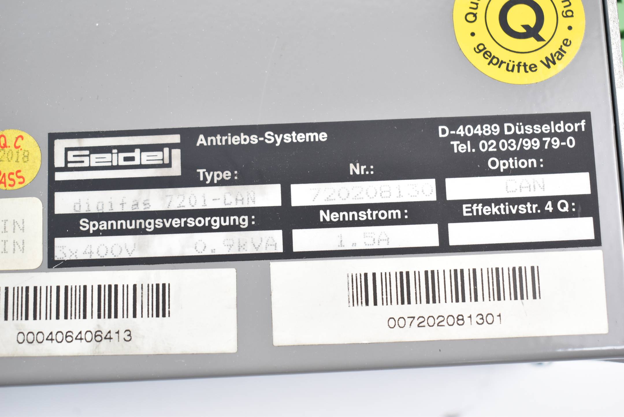 Kollmorgen Seidel Digifas 7200 Frequenzumrichter ( 7201-CAN ) ( 720208130 )