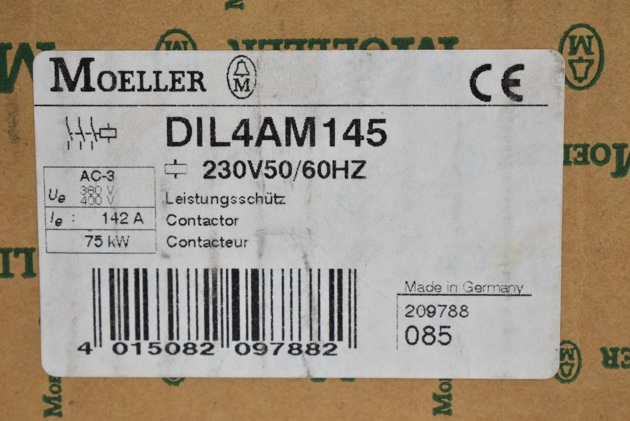 Moeller Leistungsschütz 230V 50-60Hz 75kW 142A DIL4AM145 ( 209788 )