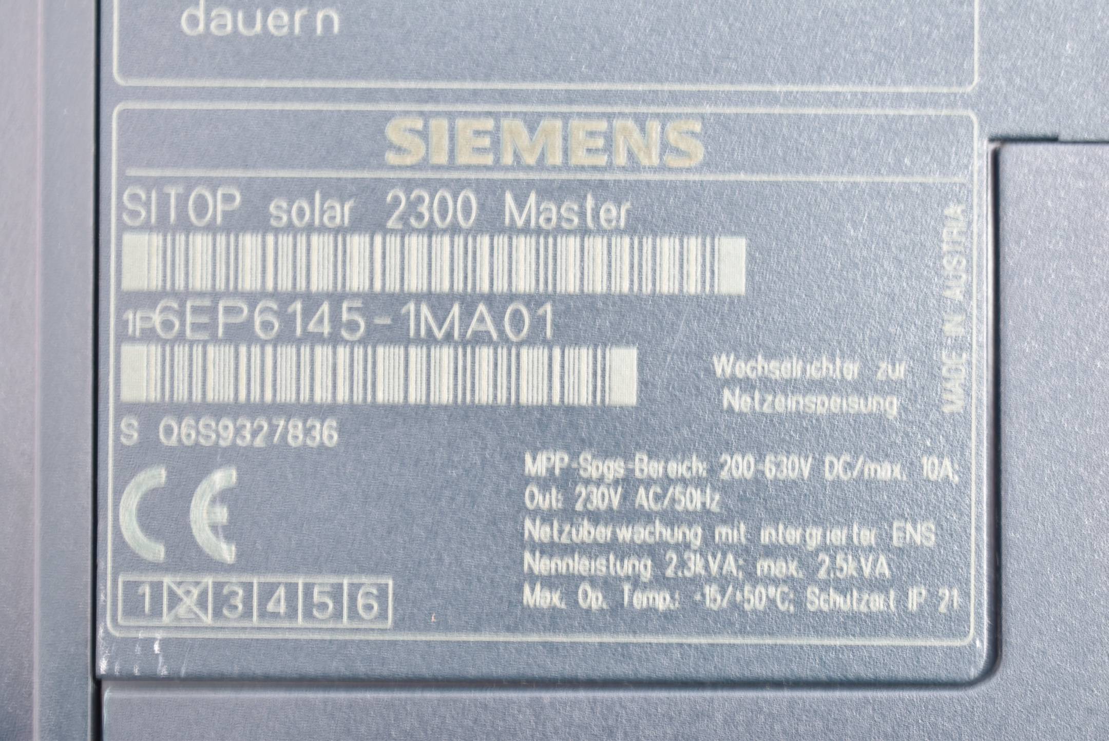 DEFEKT Siemens sitop solar 2300 Master 6EP6 145-1MA01 ( 6EP6145