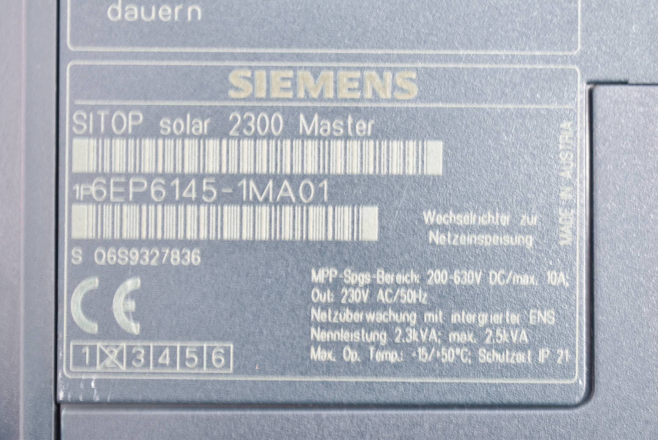 DEFEKT Siemens sitop solar 2300 Master 6EP6 145-1MA01 ( 6EP6145-1MA01 ) E2