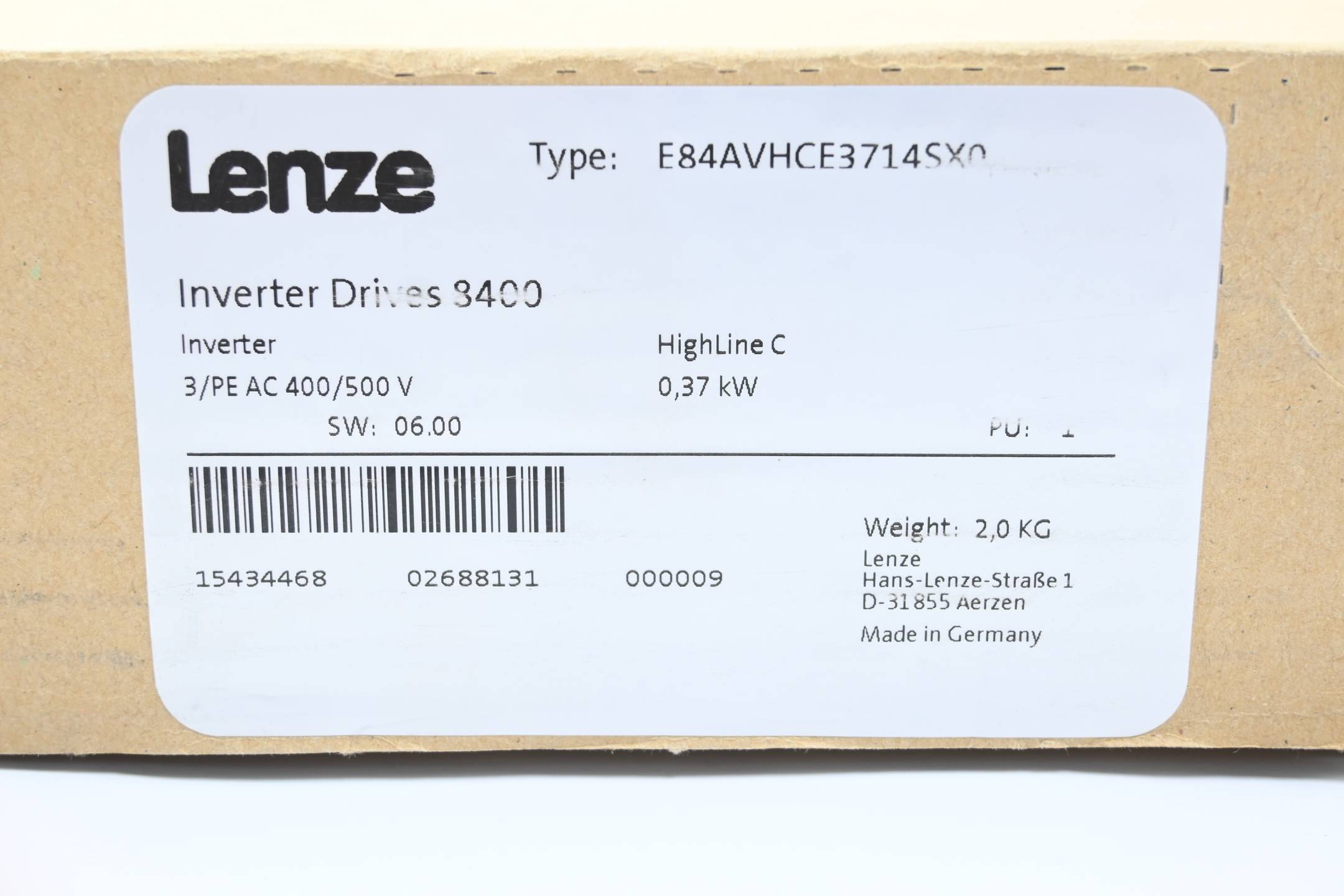 Lenze Inverter 8400 HighLine C E84AVHCE3714SX0 