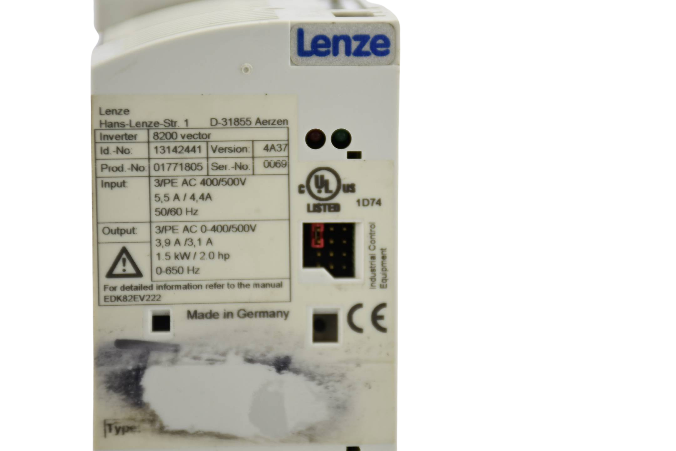 Lenze 8200 Vector Frequenzumrichter E82EV1524C200 ( 13142441 ) Ver 4A37