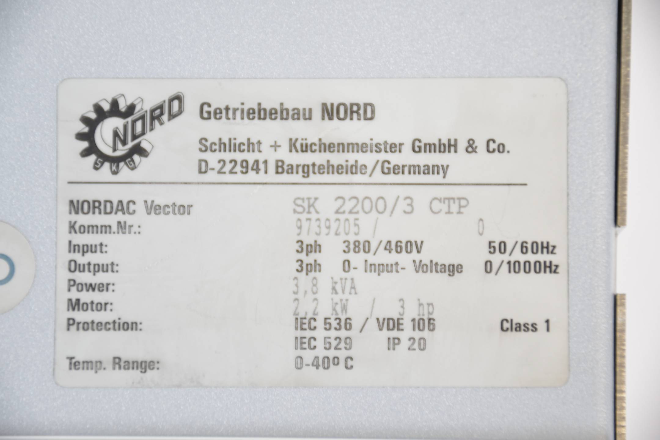NORDAC Nord vector Frequenzumrichter SK 2200/3 CTP ( 9739205 ) SK2200
