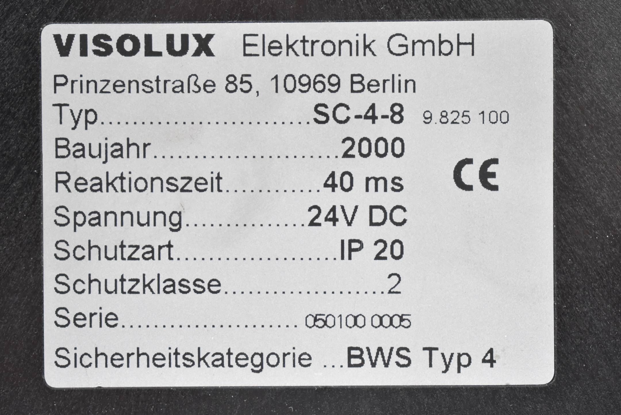 DEFEKT Visolux Elektronik 2000 40ms 24VDC BWS Typ 4 SC-4-8