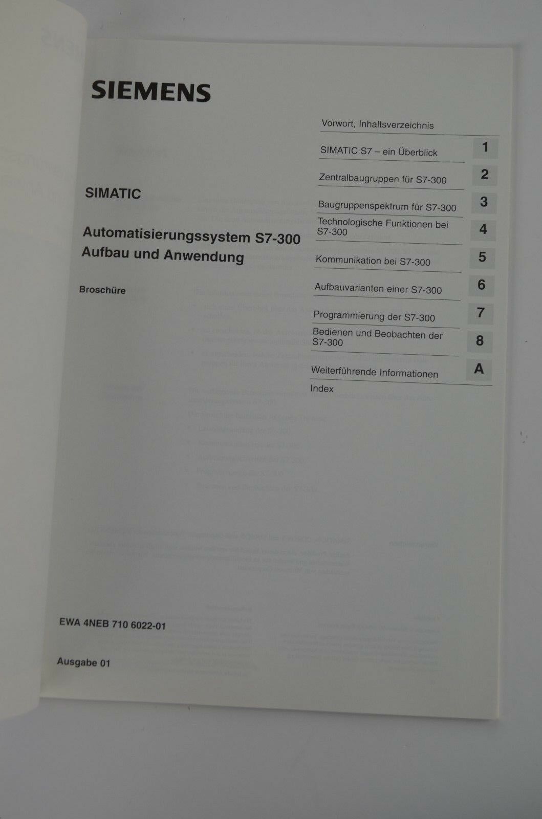 Siemens simatic Automatisierungssystem S7 - 300 Broschüre EWA 4NEB 710-6022-01