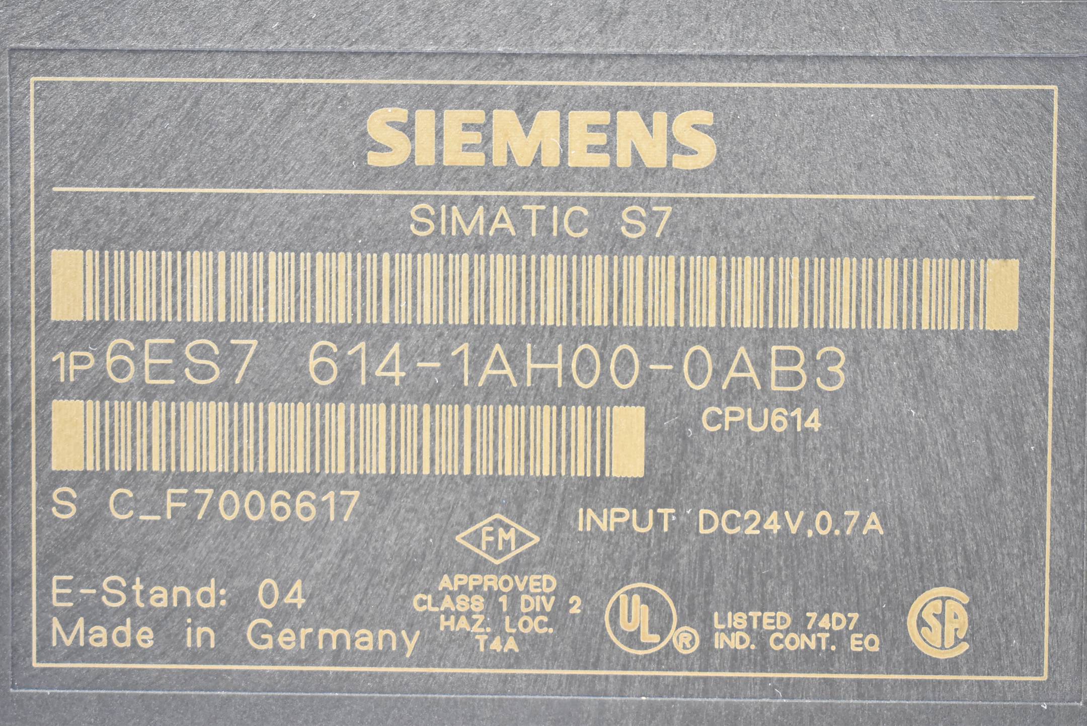 Siemens simatic S7 CPU614 6ES7 614-1AH00-0AB3 ( 6ES7614-1AH00-0AB3 )