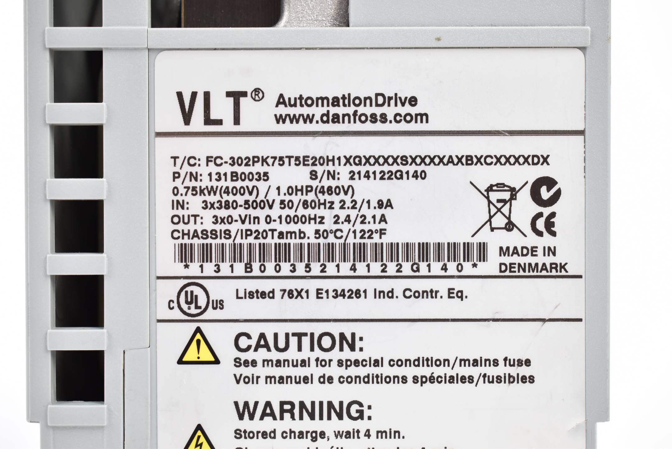 Danfoss VLT AutomationDrive  FC-302PK75T5E20H1XGXXXXSXXXXAXBXCXXXXDX / 131B0035