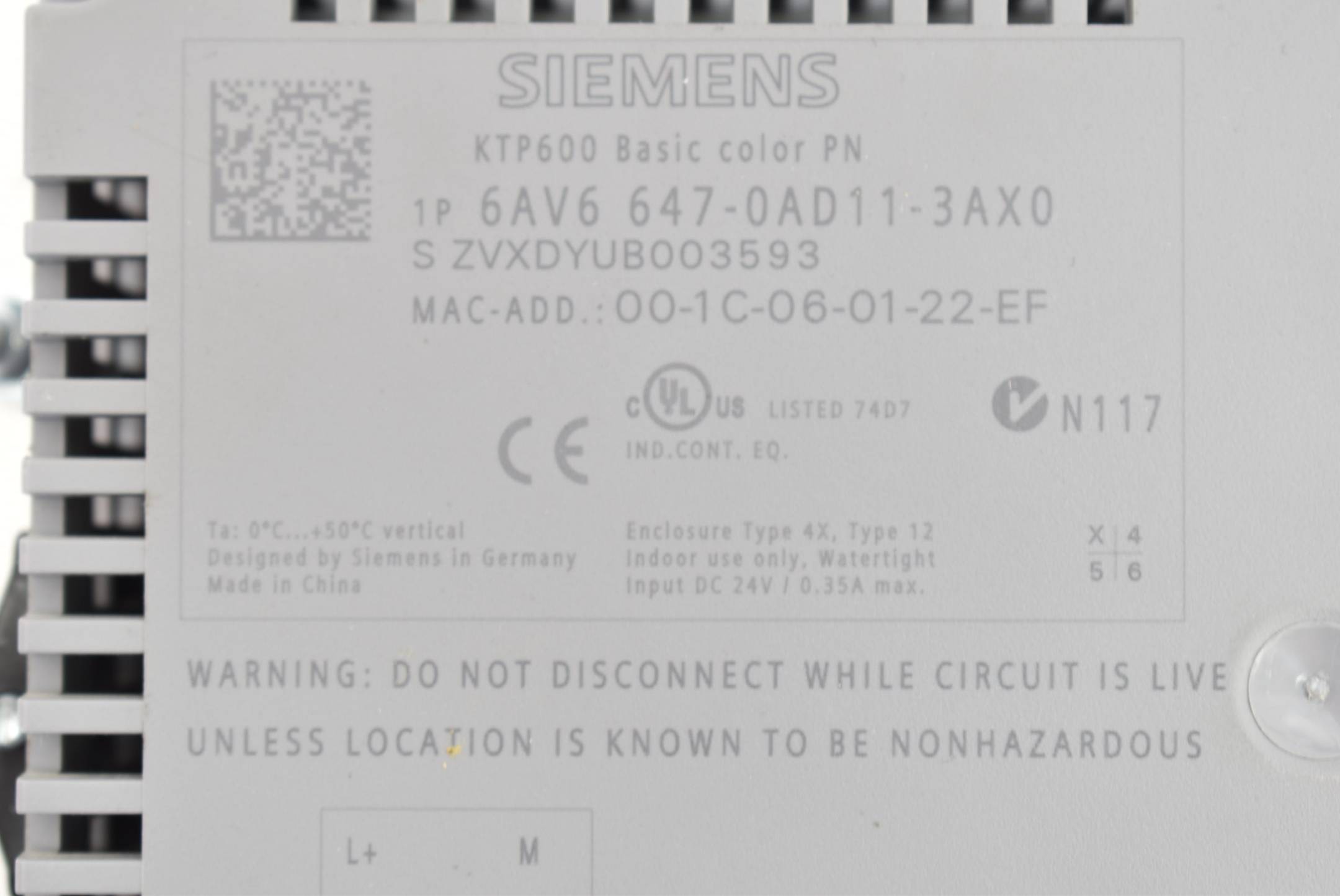 Siemens simatic Panel KTP600 6AV6 647-0AD11-3AX0 ( 6AV6647-0AD11-3AX0 ) E3