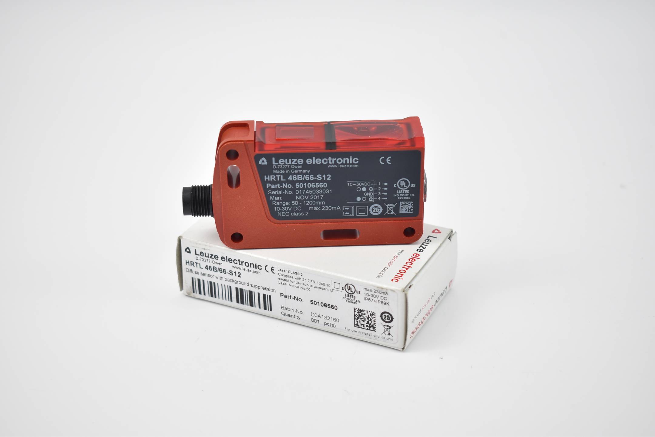 Leuze electronic Reflexionstaster HRTL 46B/66-S12 ( 50106560 ) 10-30VDC 230mA