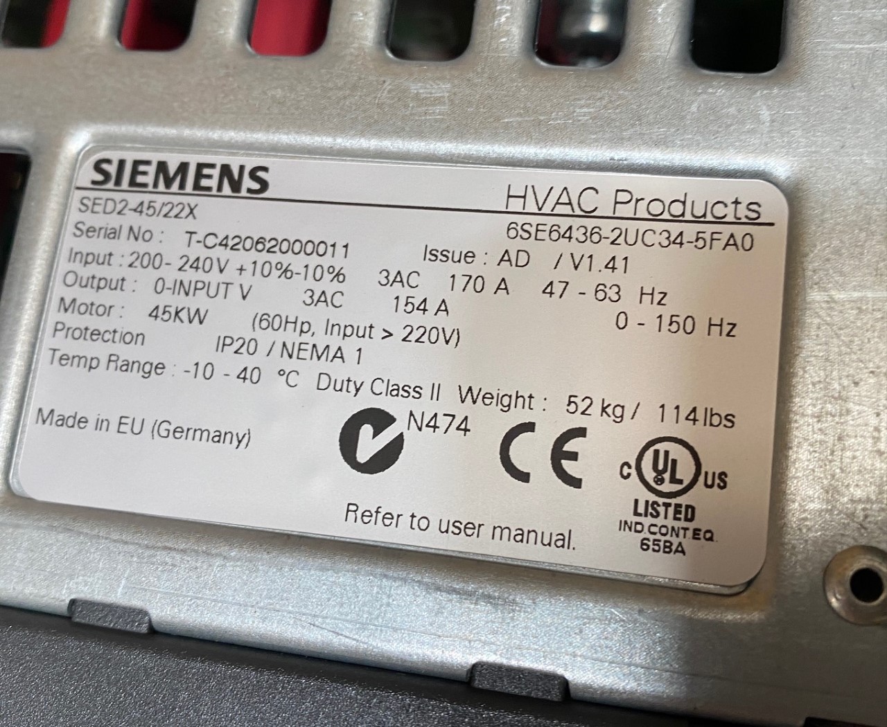Siemens Micromaster 436 6SE6436-2UC34-5FA0 ( 6SE6 436-2UC34-5FA0 ) 45 kW