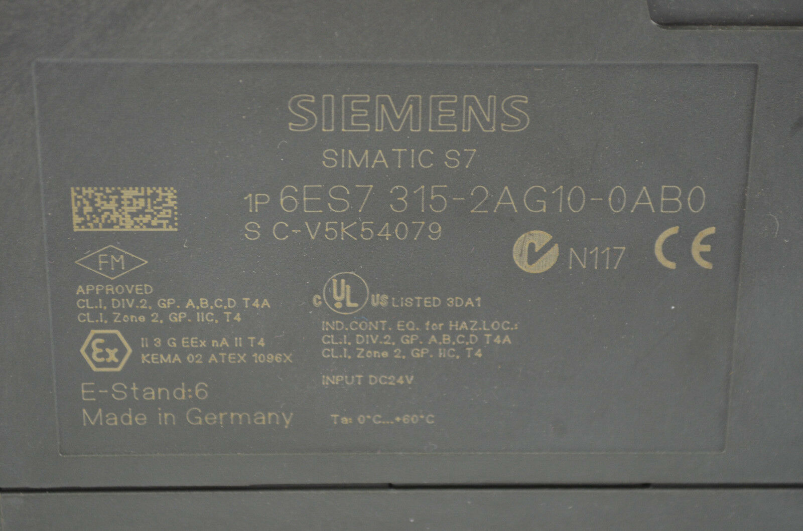 Siemens simatic S7-300 CPU314 6ES7 315-2AG410-0AB0 // 6ES7315-2AG410-0AB0 / E6