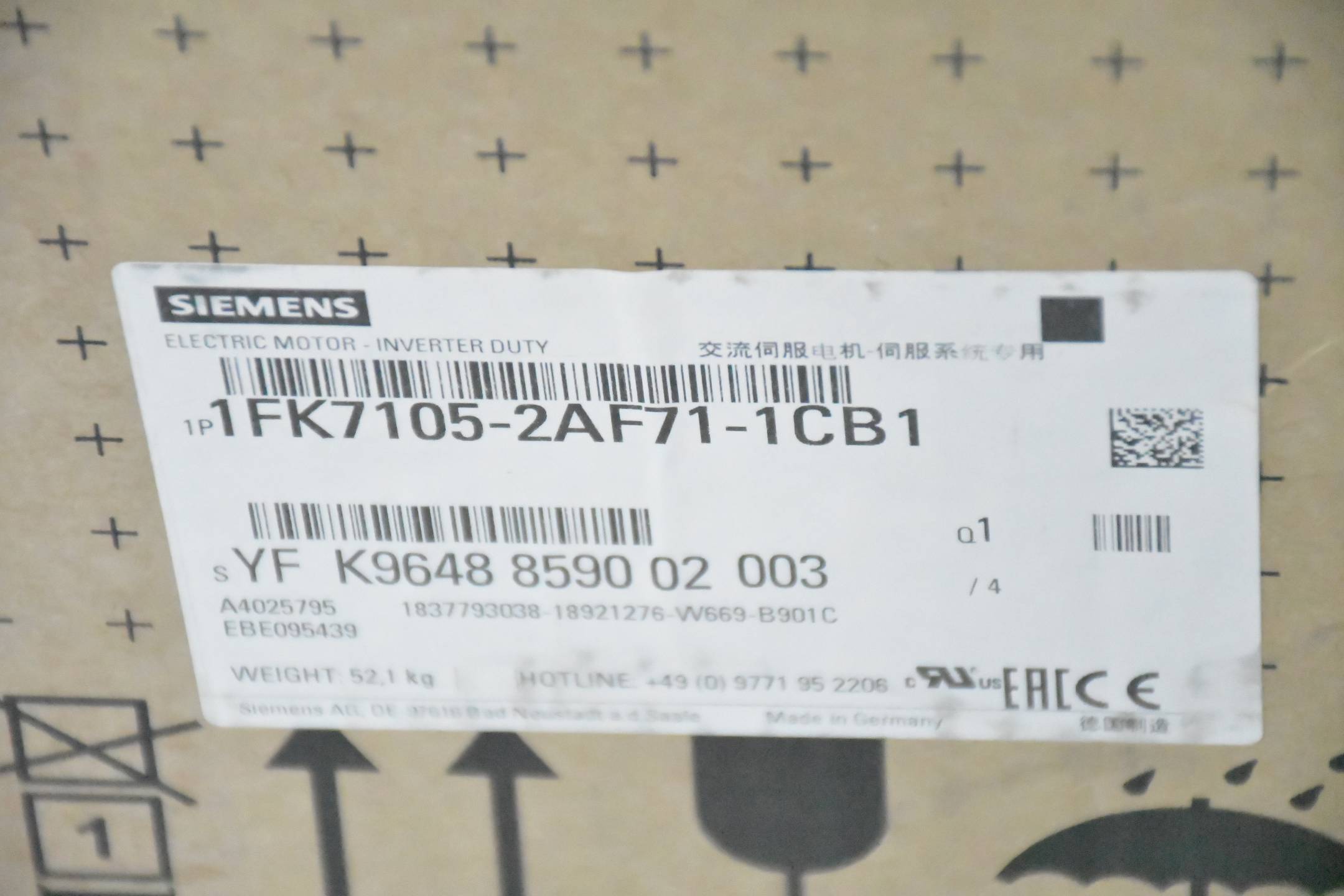 Siemens Simotics S Synchronmotor 1FK7105-2AF71-1CB1 ( 1FK7 105-2AF71-1CB1 )
